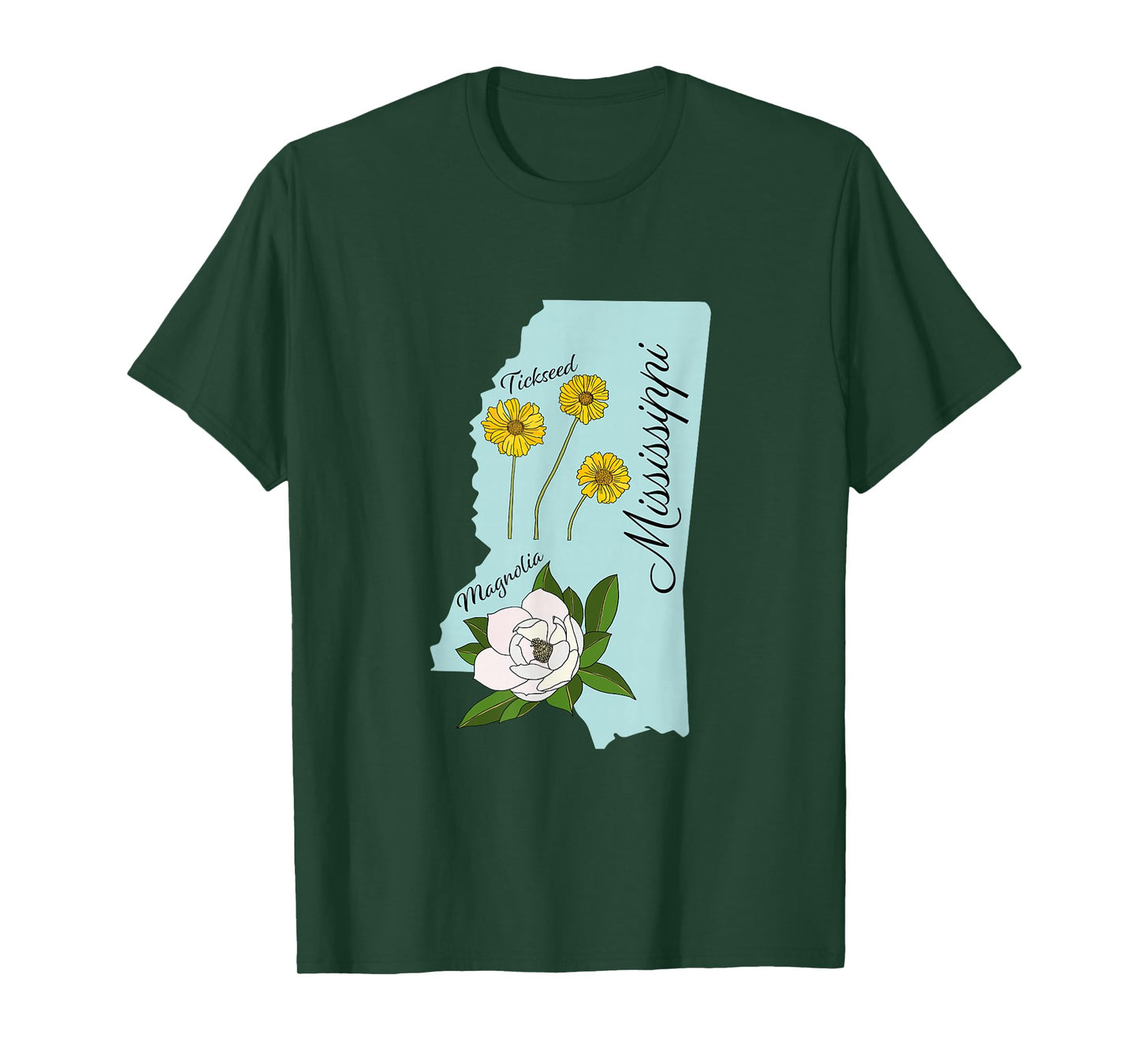 State of Mississippi Flower Magnolia & Wildflower Tickseed T-Shirt