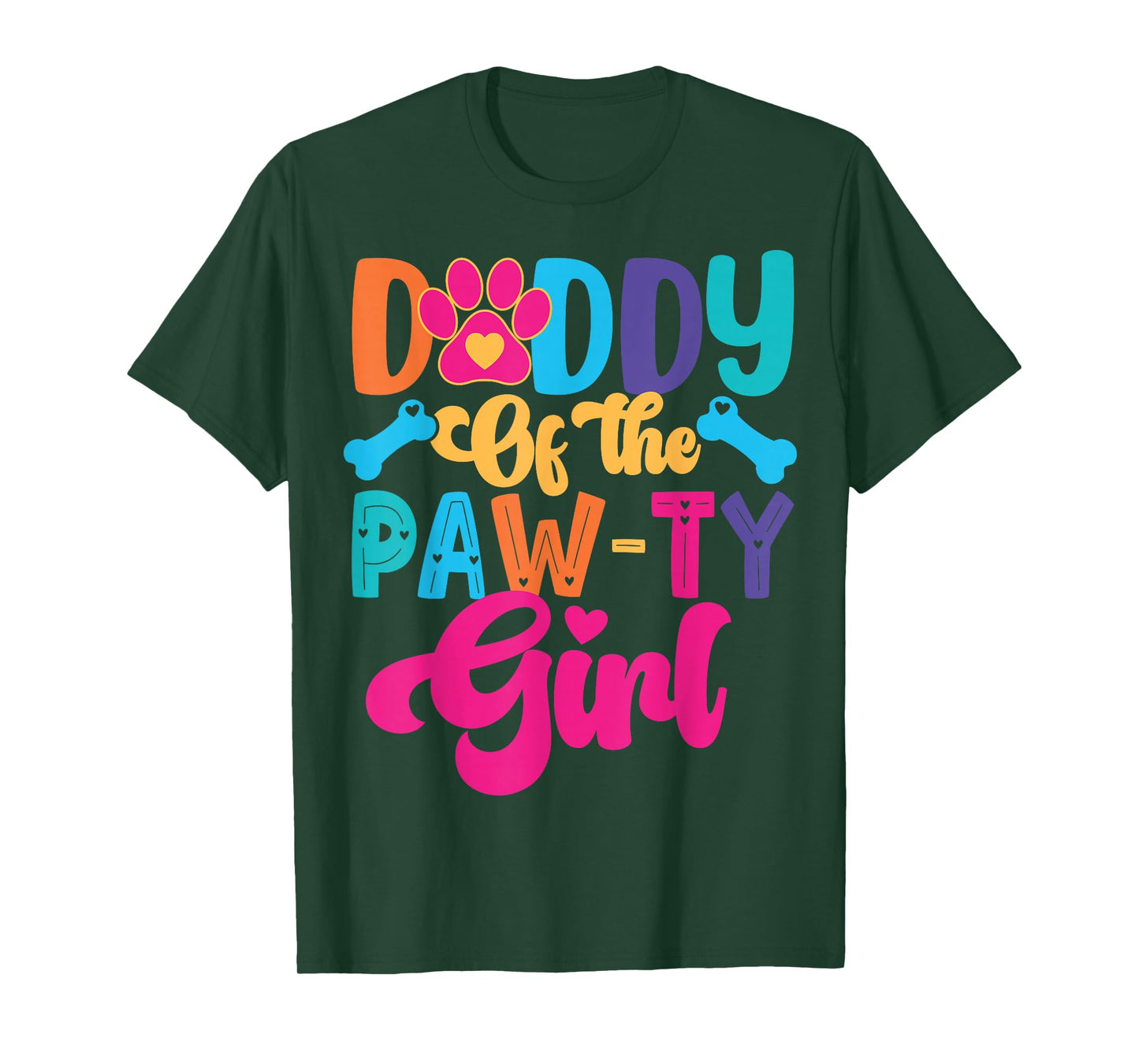 Daddy of The Birthday Girl Dog Paw Family Matching Party T-Shirt