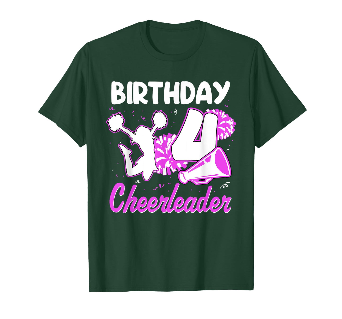 4th Birthday Cheerleader Girl 4 Years Old Cheerleading T-Shirt