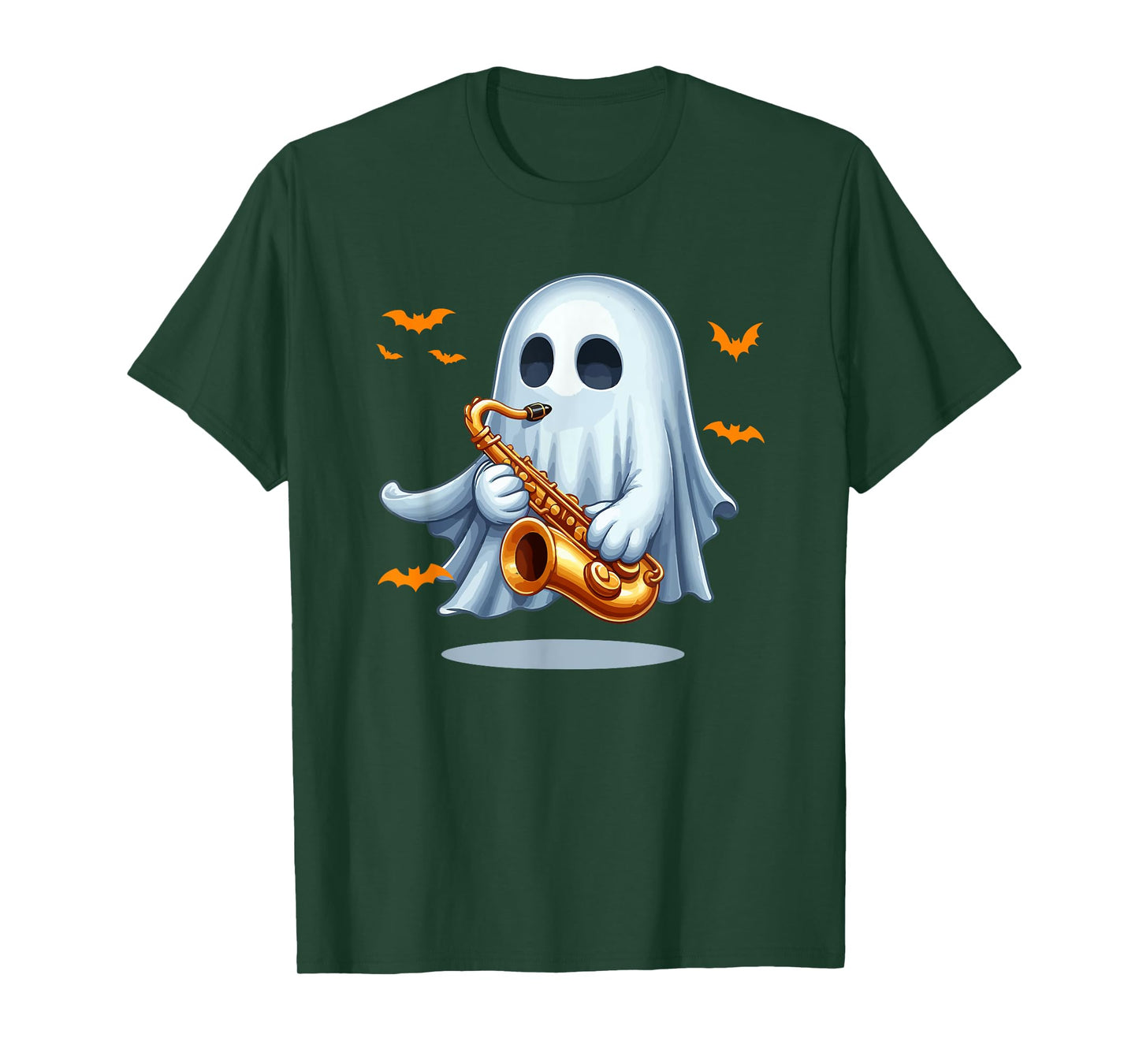 Boo Ghost Playing Saxophone Halloween Musical Instrument T-Shirt