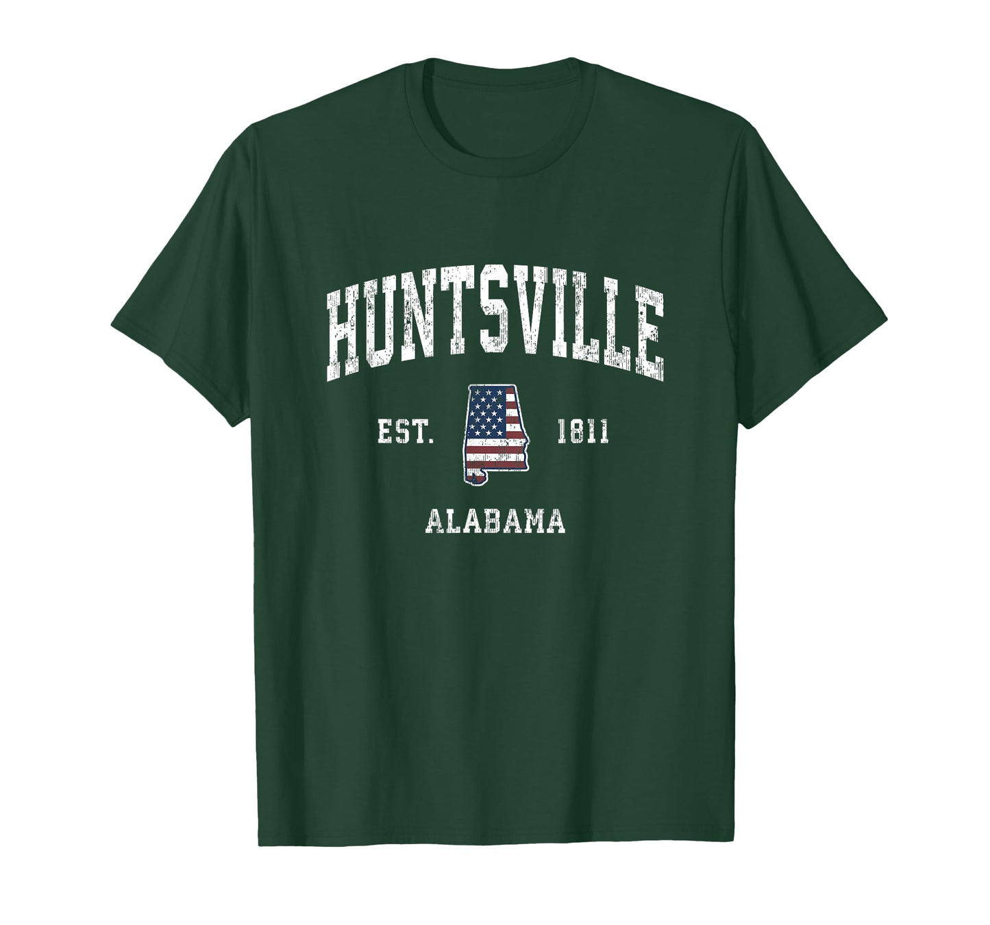 Huntsville Alabama AL Vintage American Flag Sports Design T-Shirt