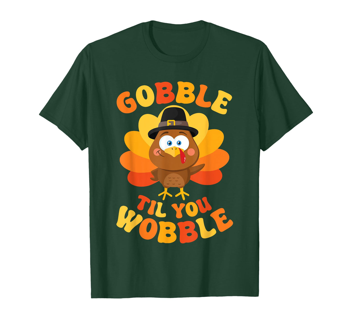 Thanksgiving Gobble Til You Wobble Women Men Kids Unisex T-Shirt Black Small Turkey Print Classic Fit Short Sleeve Cotton Blend Machine Wash Pull On 1 Count