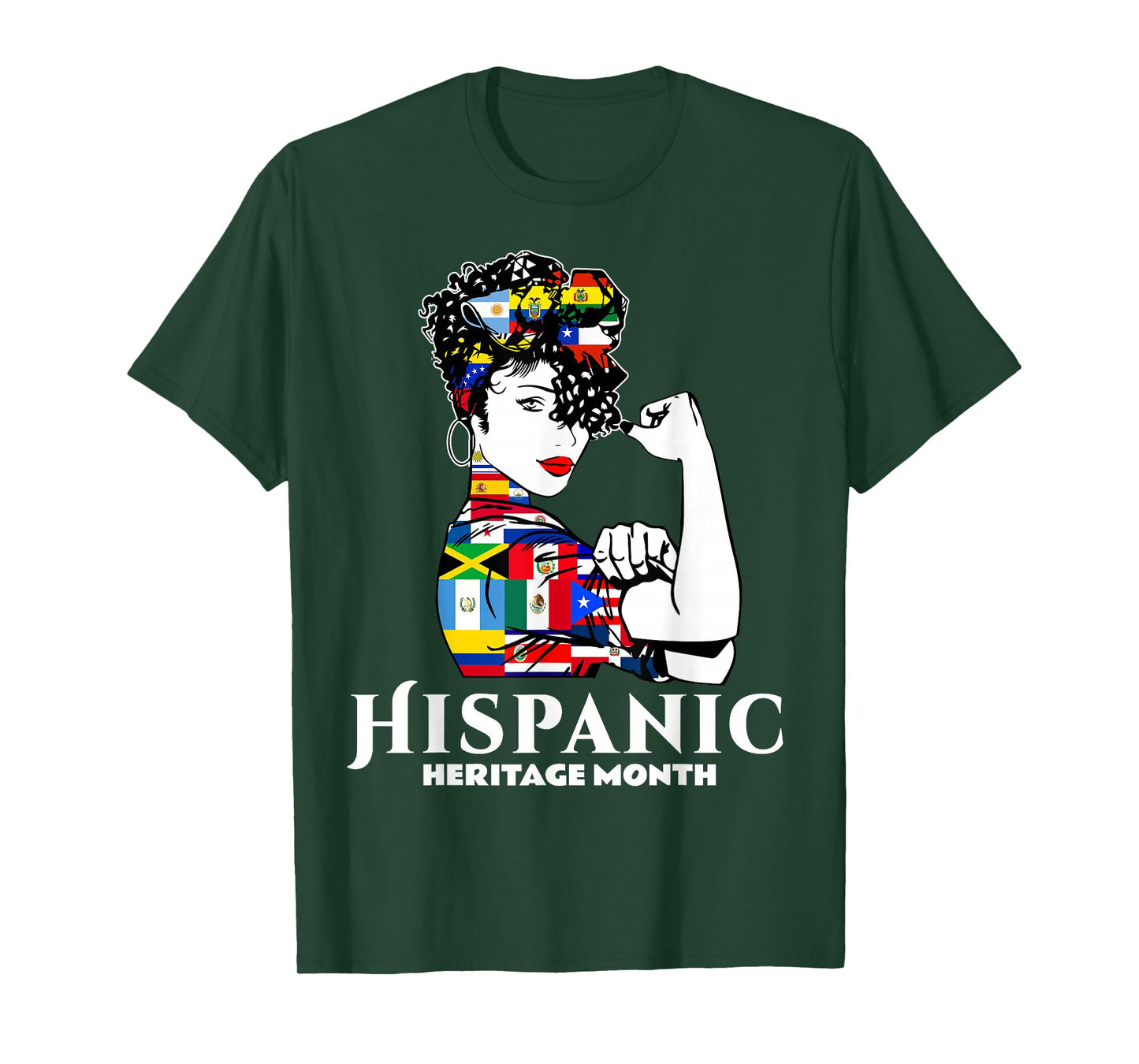 Hispanic Heritage Month Woman Latino Countries Flag T-Shirt
