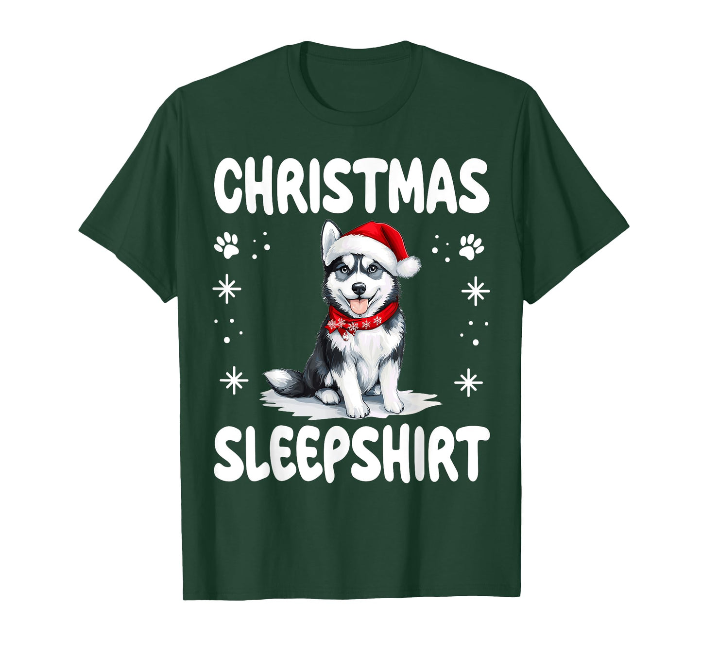Siberian Husky Dog Nightgown Pajama Christmas Sleepshirt T-Shirt