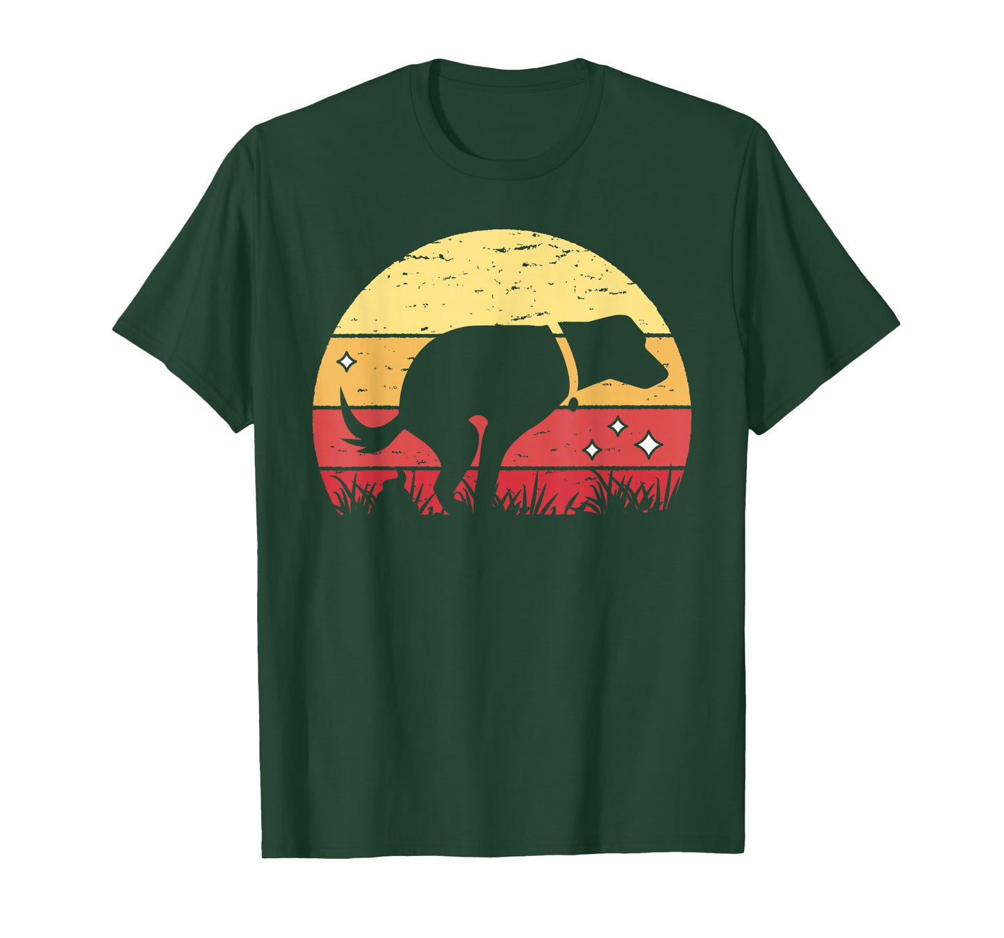 Retro Labrador Sunset Dog Pooping Canine Owner T-Shirt