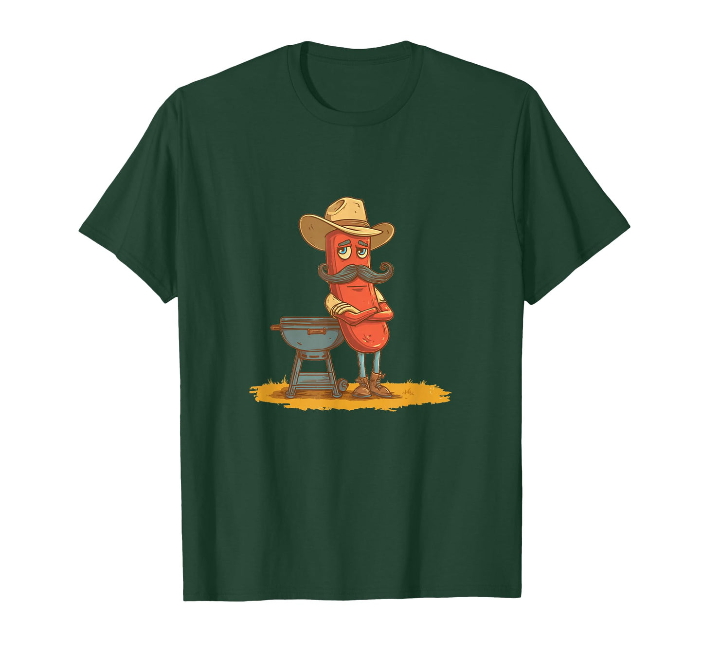 Funny Hotdog Barbecue with Cowboy Hat Costume T-Shirt