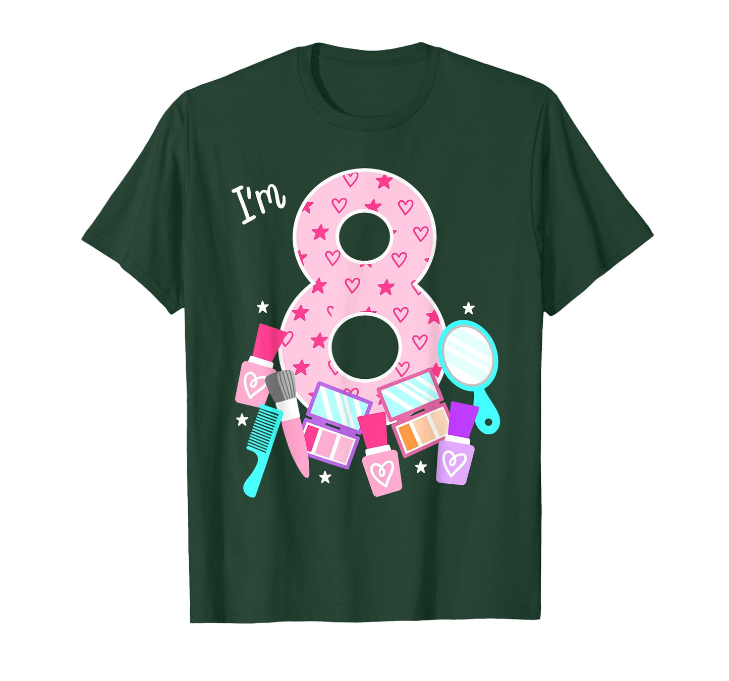 Spa Birthday Party I'm 8 Girls Makeup 8th Bday Kids Toddlers T-Shirt