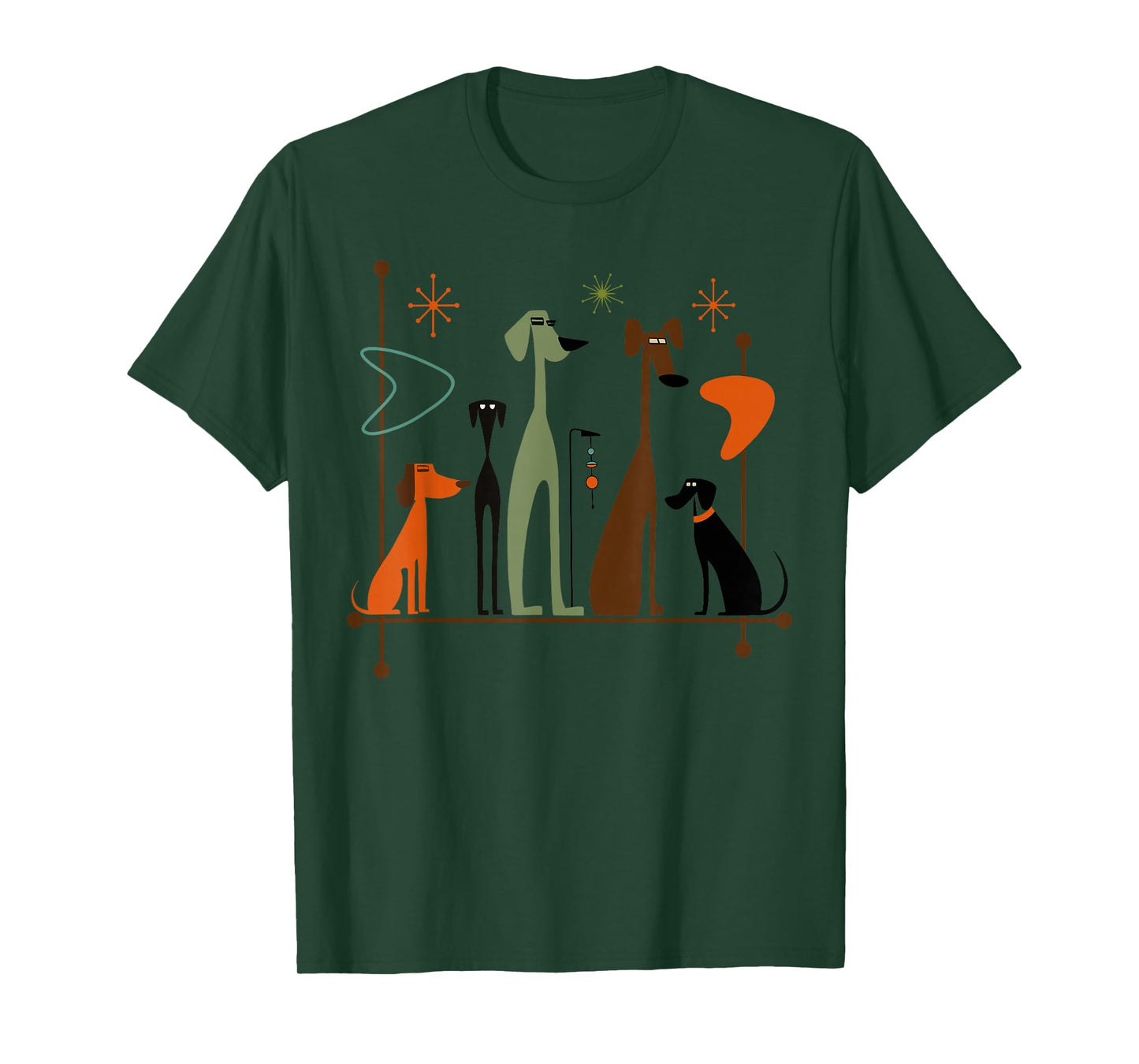 Retro Mid-Century Modern Dogs 50s 60s Style T-Shirt
