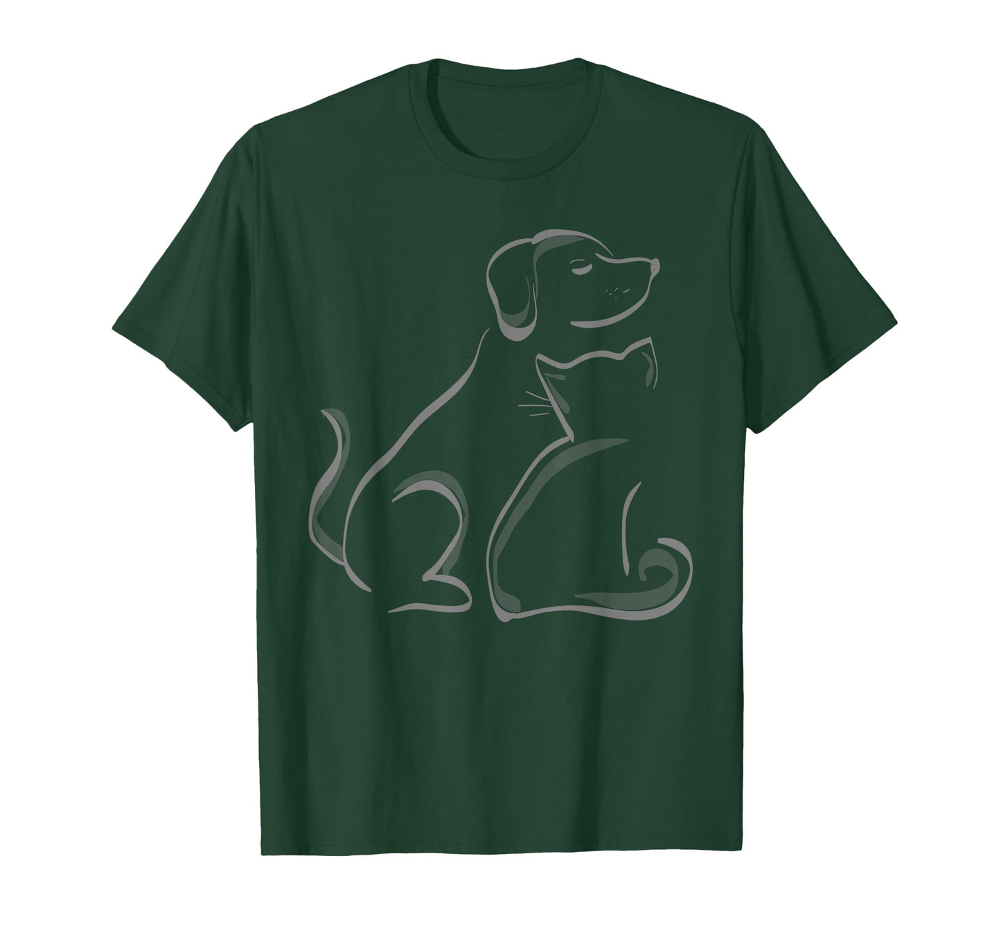 A cat and a Dog Silhoutte Friendship t-Shirt T-Shirt