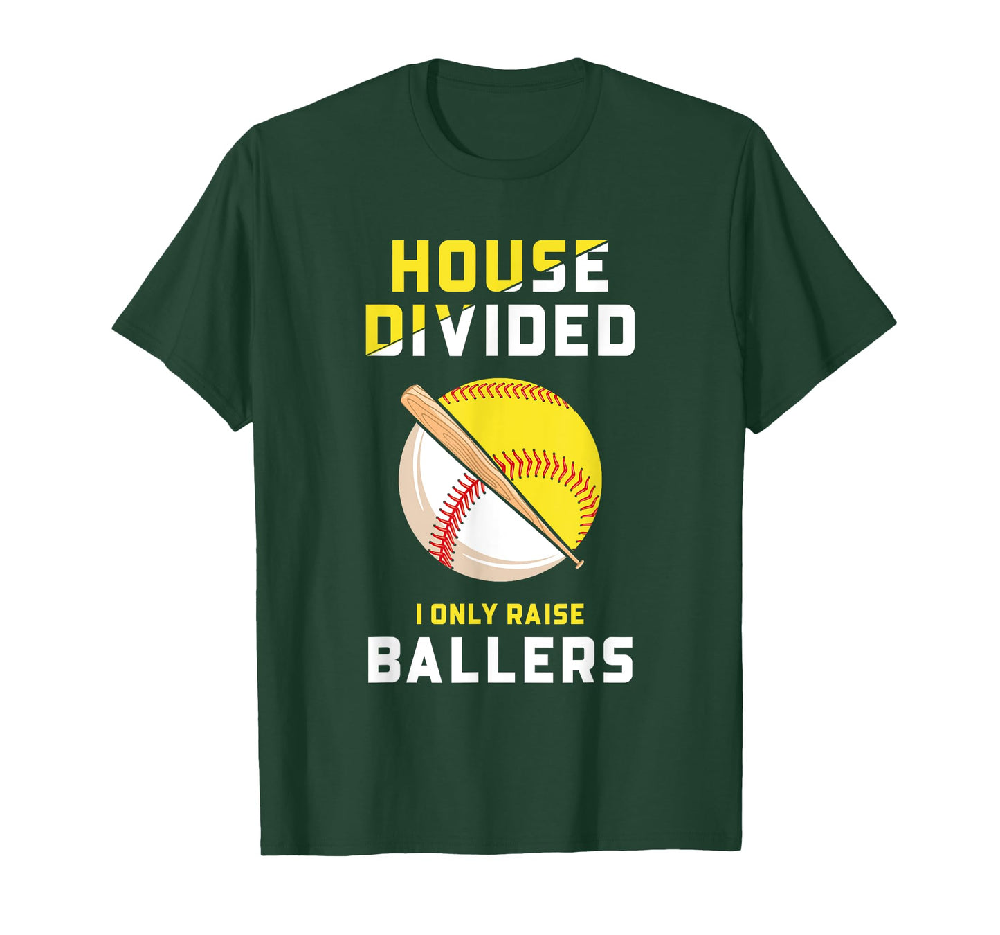 Baseball Softball Mom House Divided I Only Raised Ballers T-Shirt