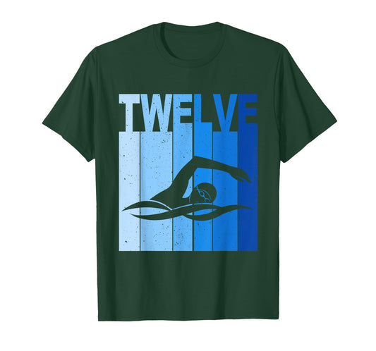 12th Birthday Swimming 12 Year Old Birthday Swimmer T-Shirt