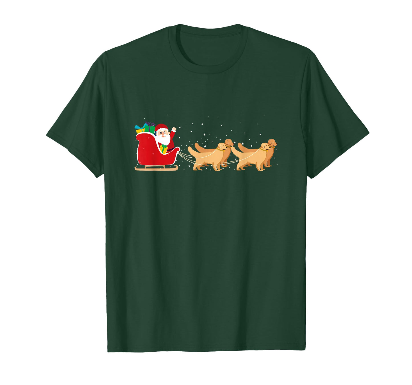 Golden Retriever Santa Christmas Sleigh Funny Labrador Xmas T-Shirt