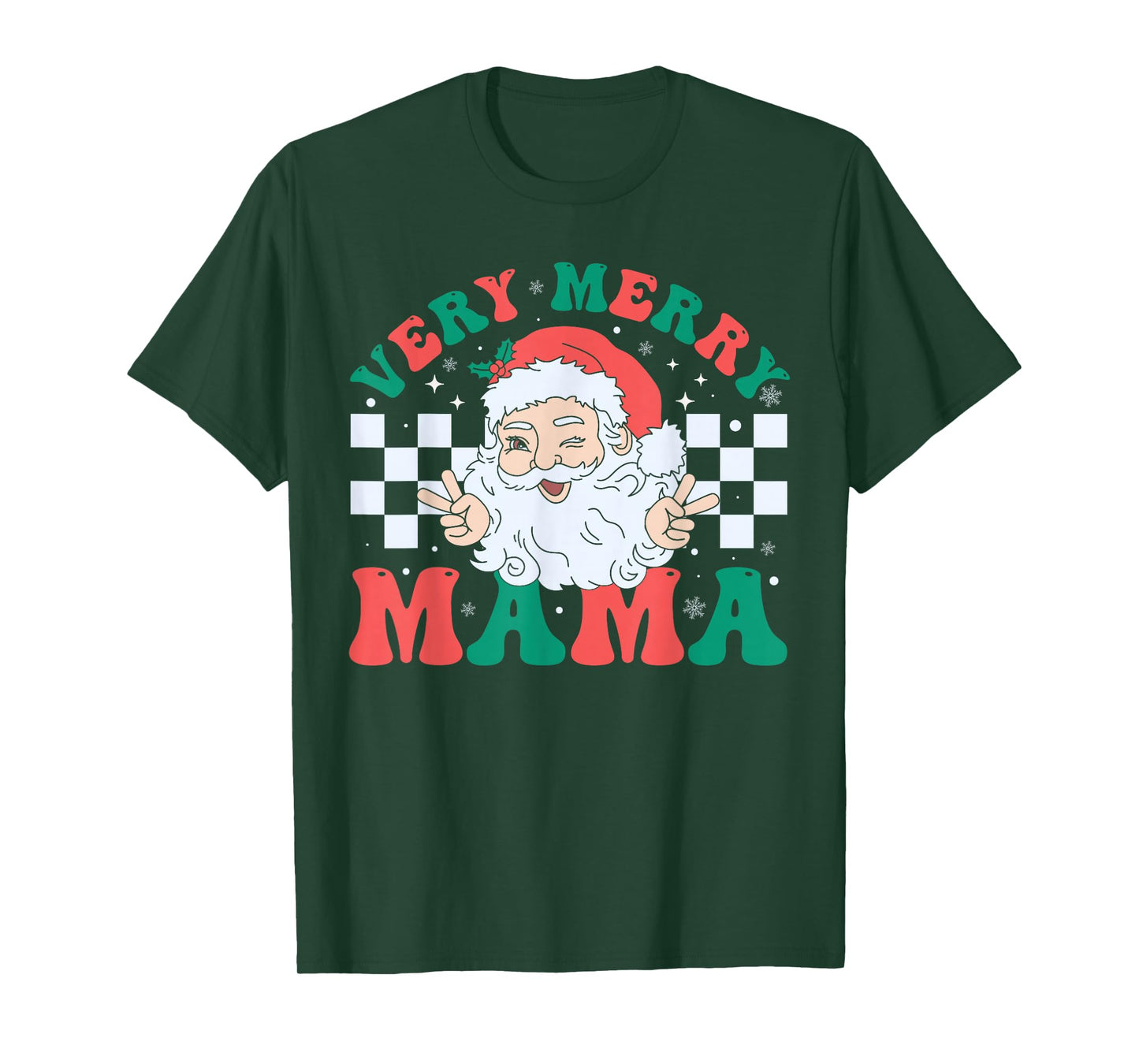 Very Merry Mama Santa Claus Christmas Retro Xmas Mom T-Shirt
