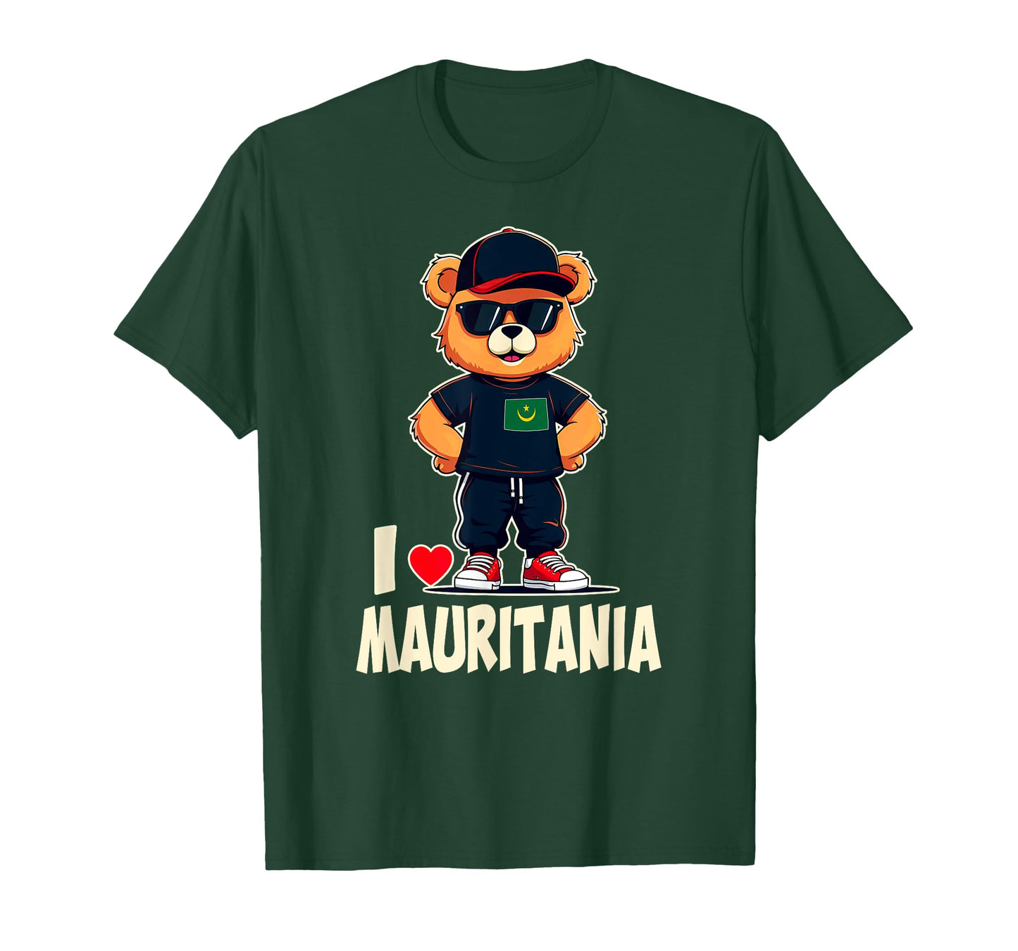 Mauritanian Flag Teddy Bear I Love Mauritania T-Shirt