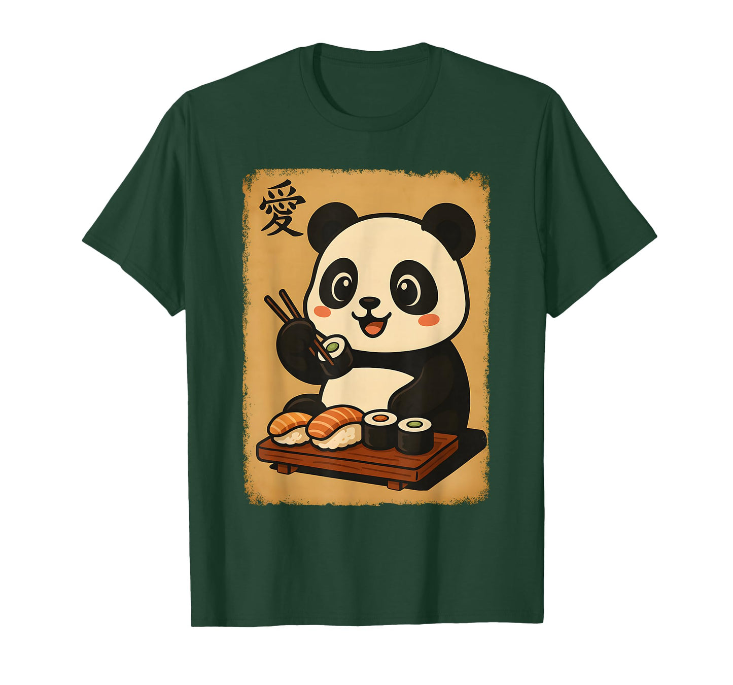 Cute Kawaii Panda Eating Sushi Funny Japanese Panda Graphic T-Shirt