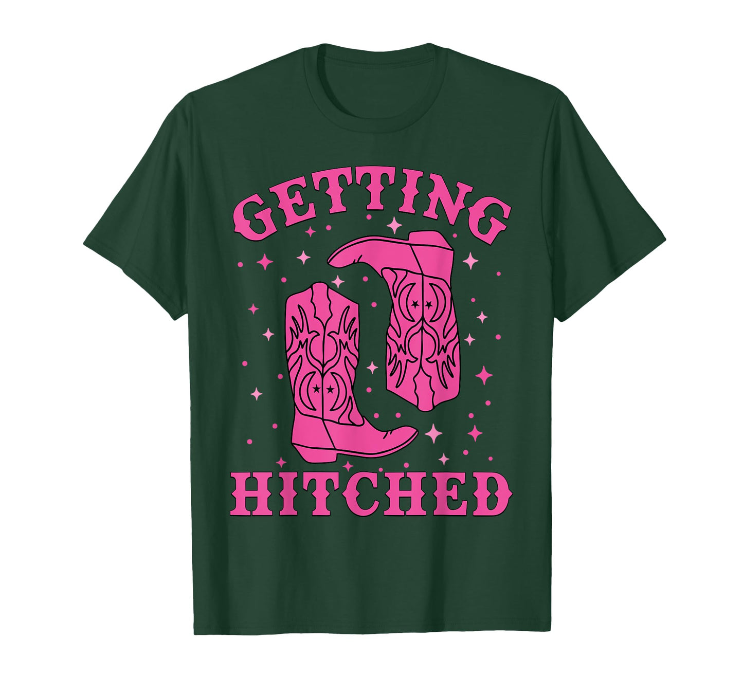 Getting Hitched Bride Groom Western Wedding Bachelorette T-Shirt