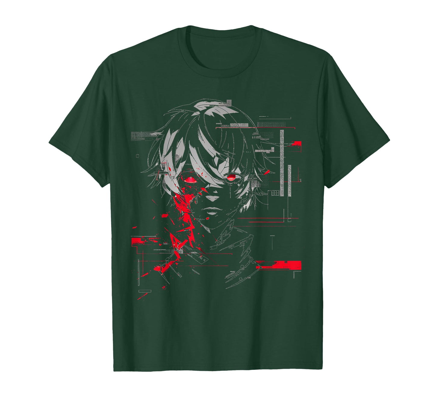 Anime Manga Motif Red-Eyes Artwork Anime T-Shirt