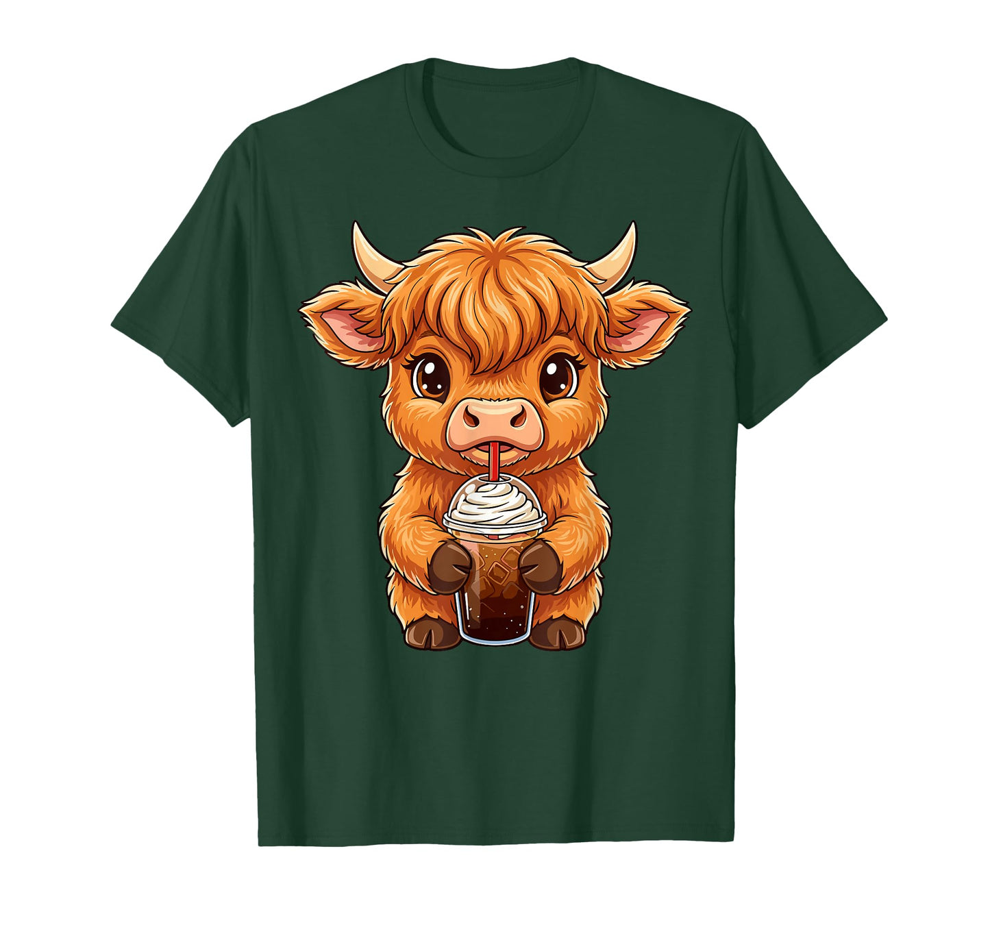 Highland Cow Iced Coffee Cute Country Animal T-Shirt