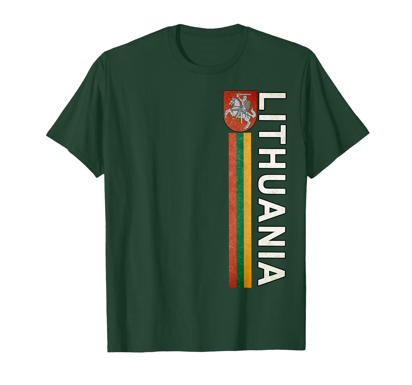 Lithuania Sporty Retro Flag and Lithuanian Emblem T-Shirt