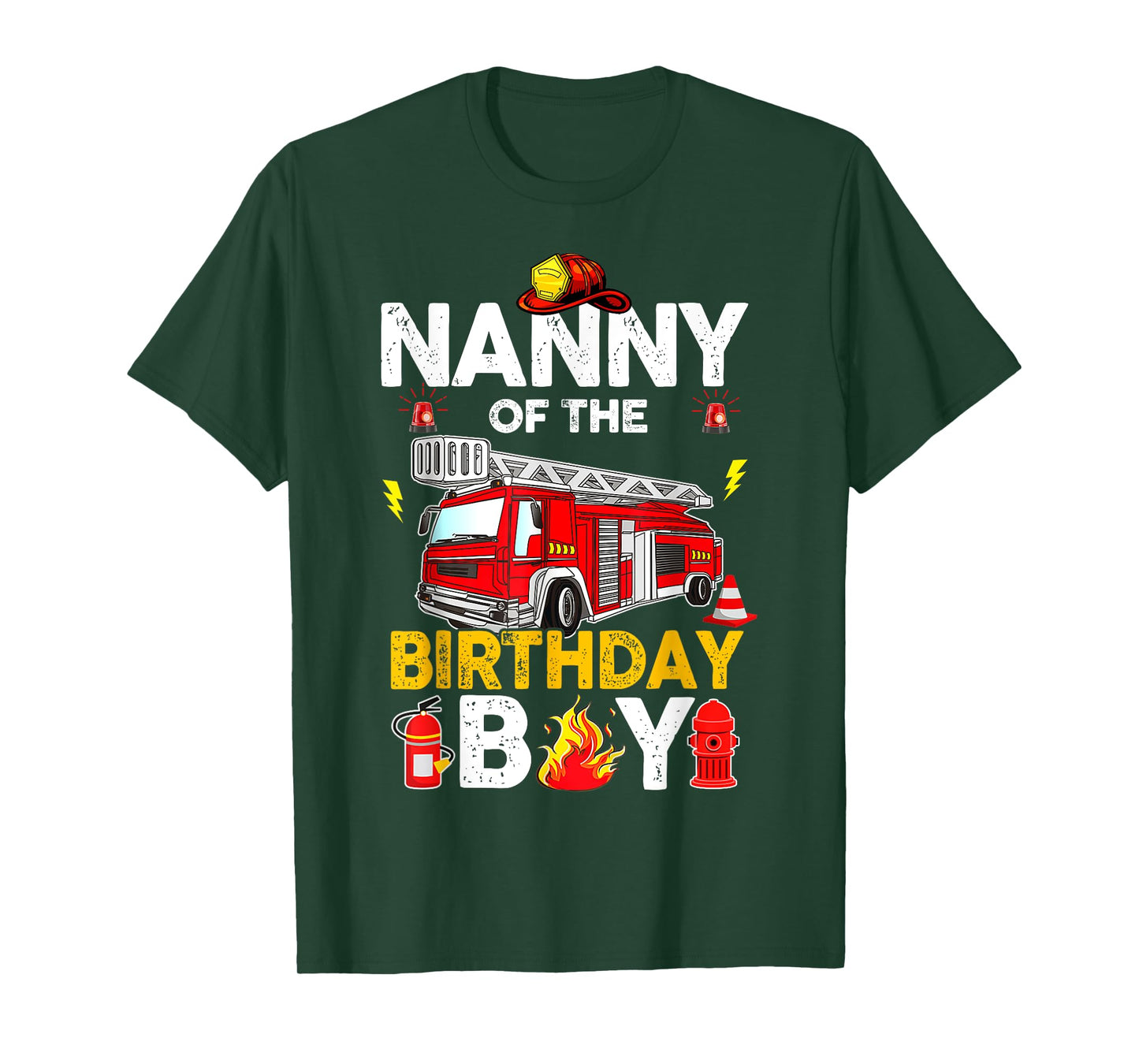 Nanny Of The Birthday Boy Fire Truck Firefighter Party T-Shirt
