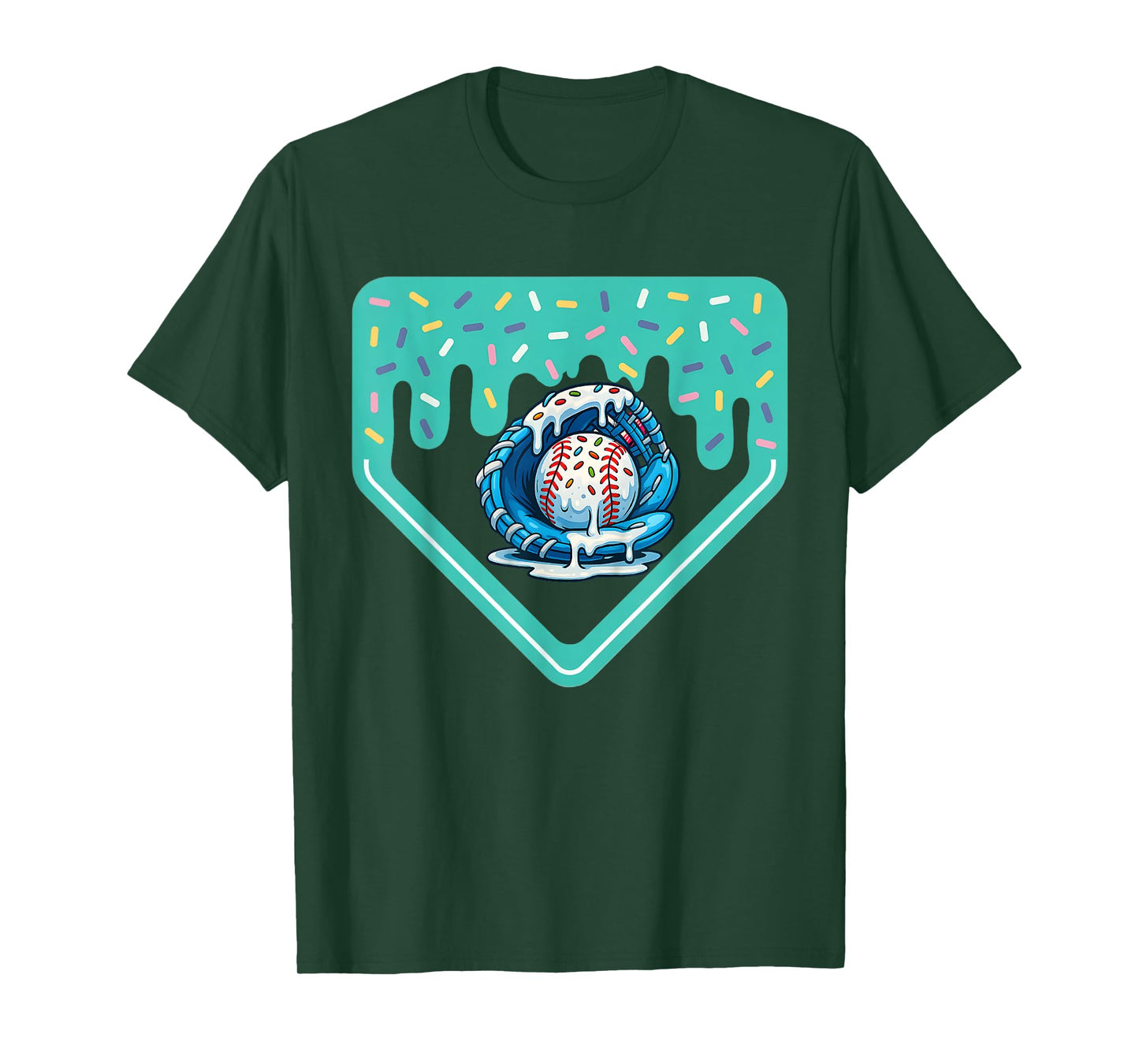 Baseball Home Plate Dripping Ice Cream Drip Youth Boys T-Shirt
