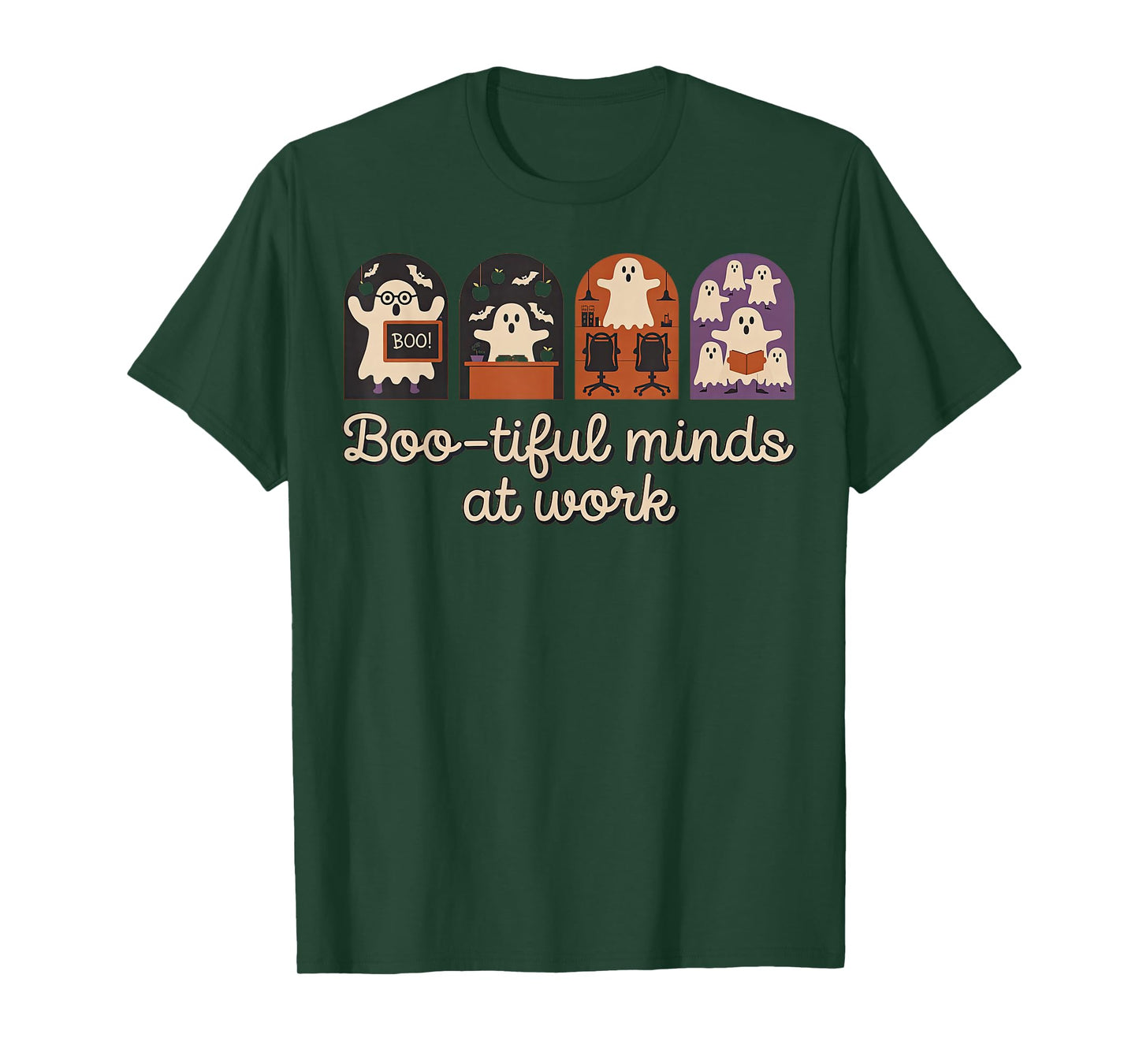 Cute Halloween Scientist Teacher Boo-Tiful Minds at Work T-Shirt