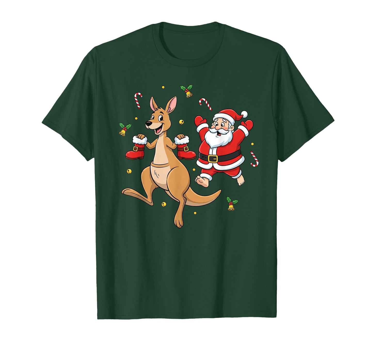 Funny Kangaroo Santa Claus Boots Christmas Womens Mens Kids T-Shirt