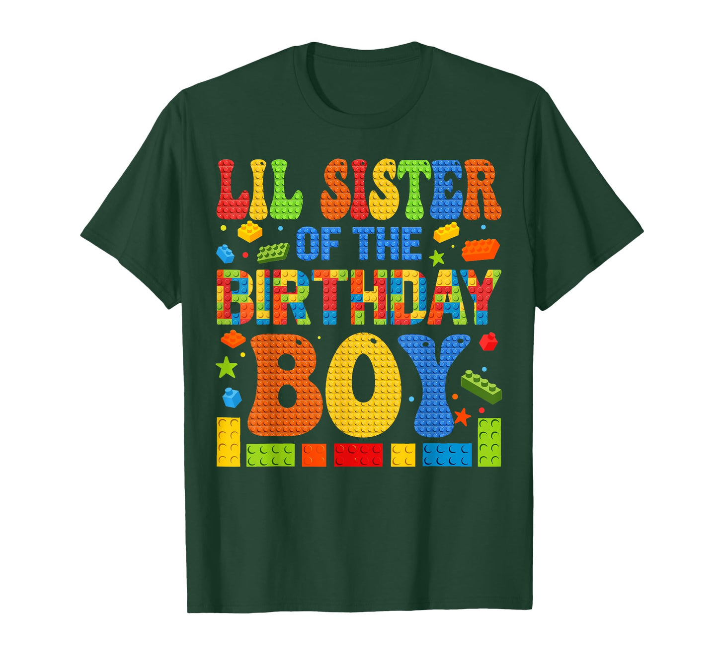 Lil Sister Of The Birthday Boy Building Block Birthday Party T-Shirt