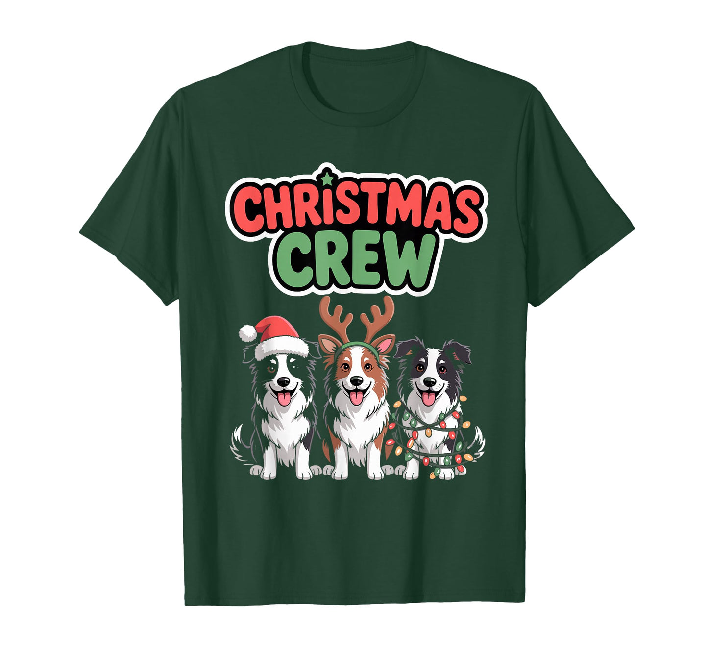 Christmas Crew Xmas Puppy Dog Funny Christmas Border Collie T-Shirt