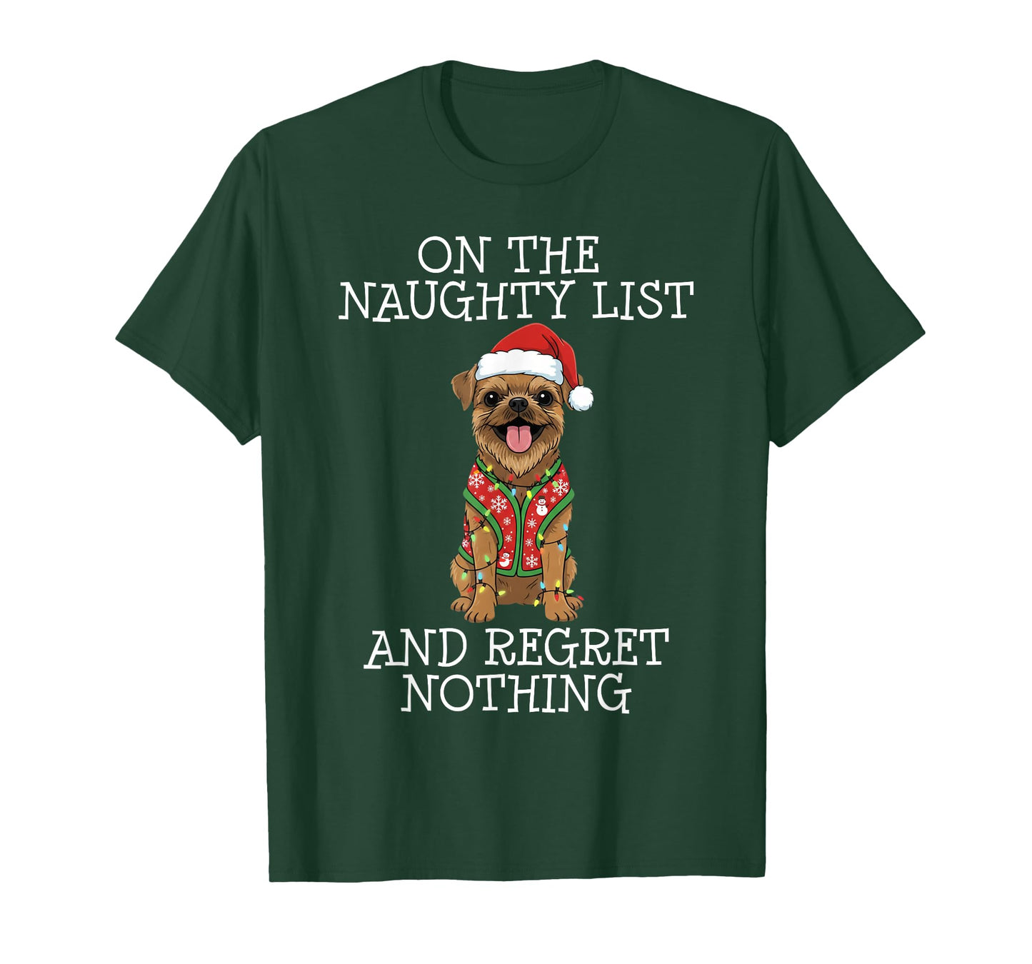 Funny Christmas Brussels Griffon Naughty List T-Shirt