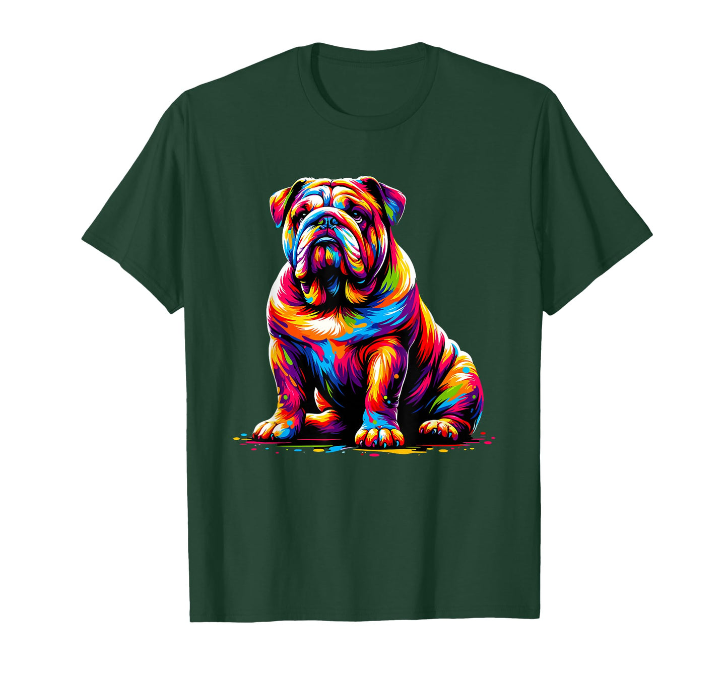 Funny Dog Colorful English Bulldog T-Shirt