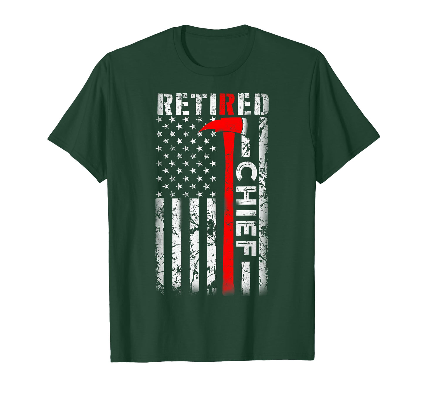 Retired Fire Chief Firefighter Rank Retirement US flag Gifts T-Shirt