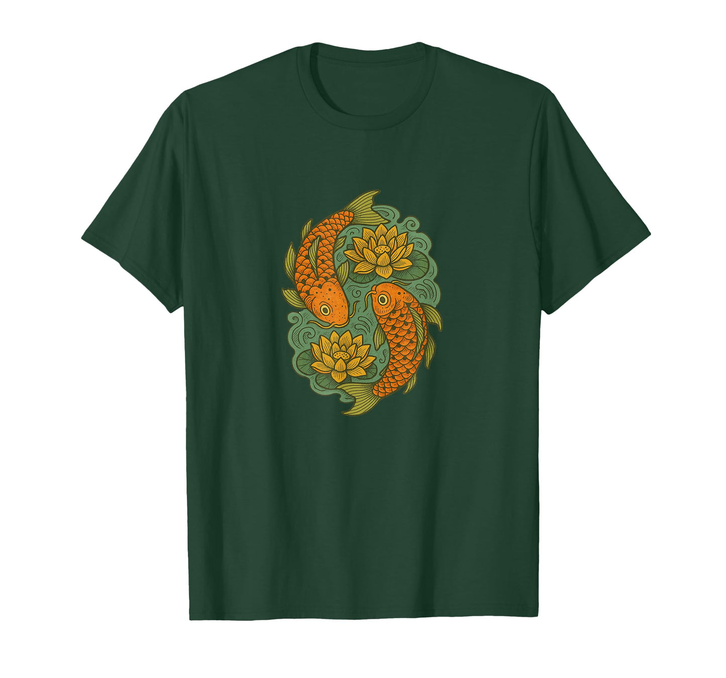 Koi and Lotus Flowers Peaceful Zen Nature Inspired Design T-Shirt