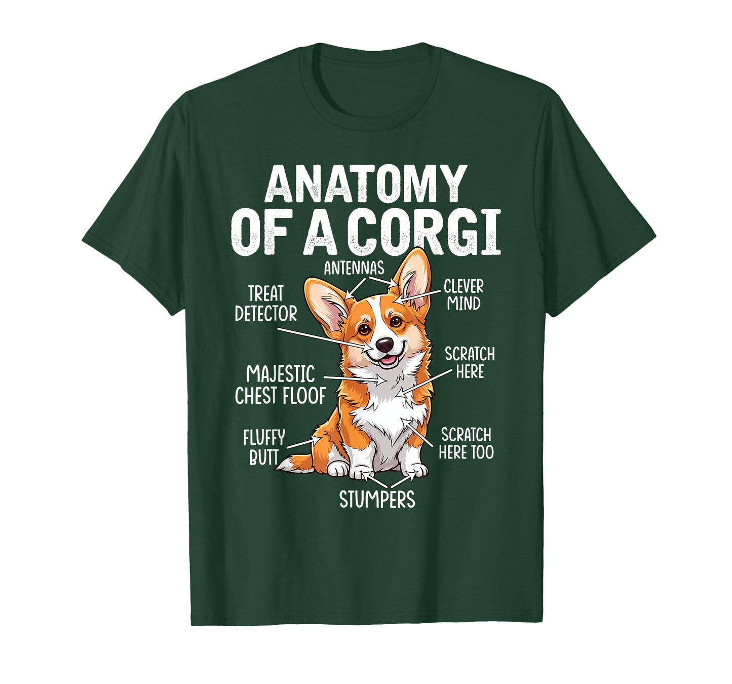 Anatomy of a Corgi Funny Dog Diagram Humor Cute Dog Parts T-Shirt