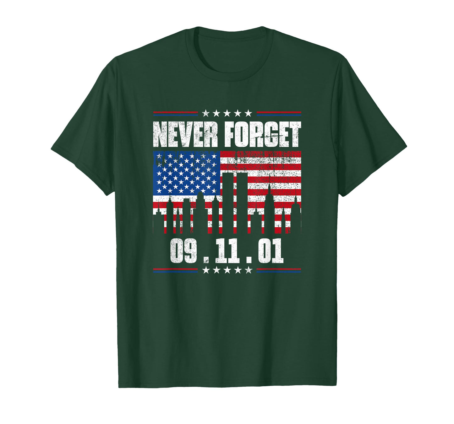 Never Forget September 11 2001 Memorial Day American Flag T-Shirt