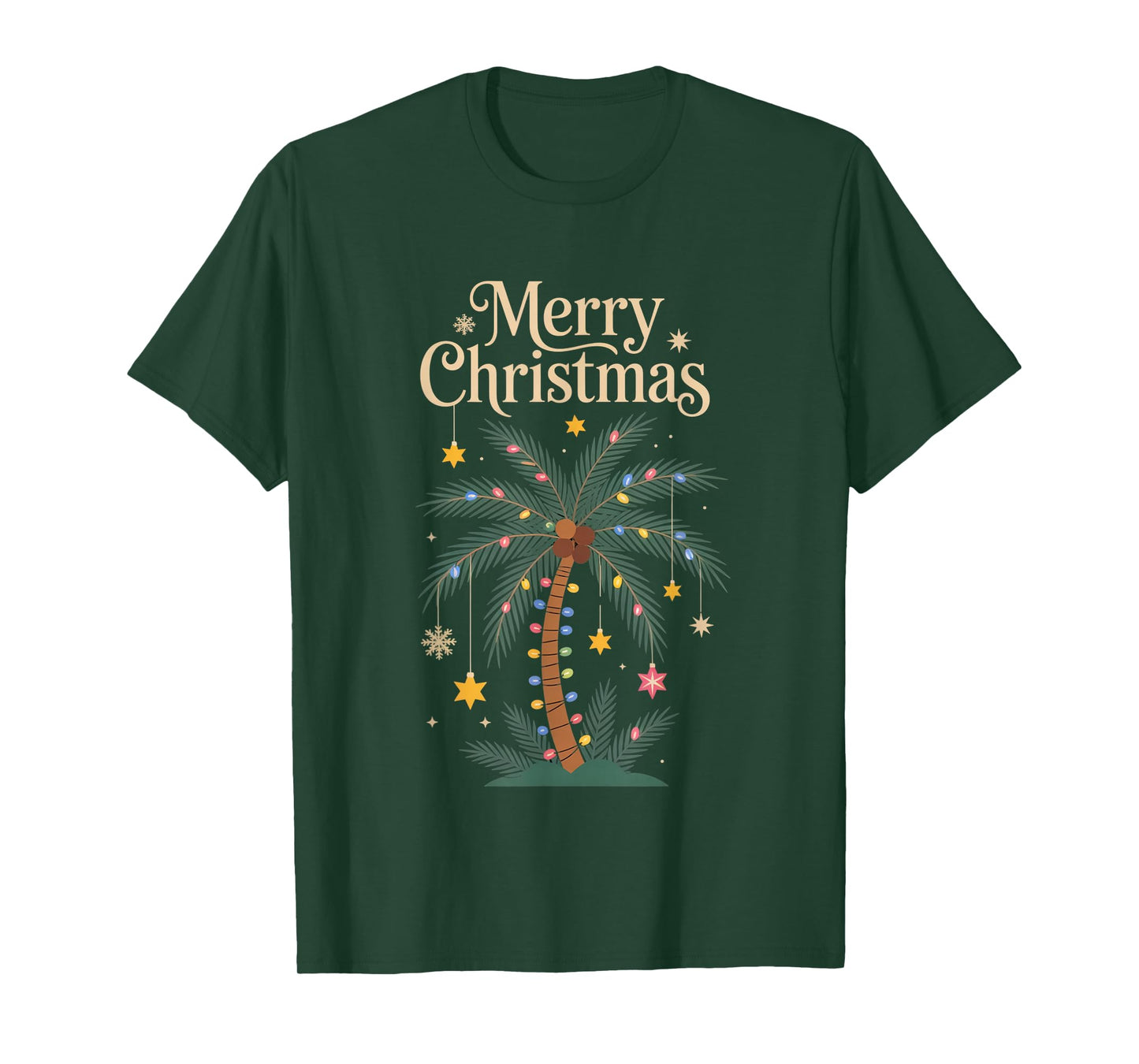 Christmas Palm Tree Lights Tropical Holiday Island T-Shirt