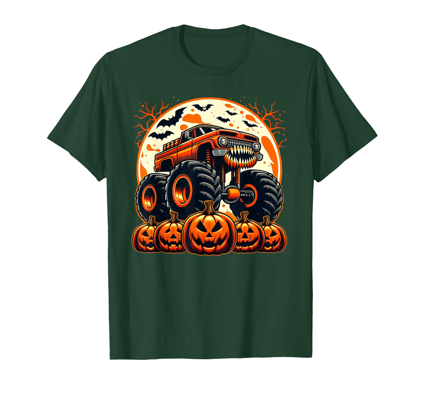 Monster Truck Ghost Pumpkin Halloween Costume Boys Toddler T-Shirt