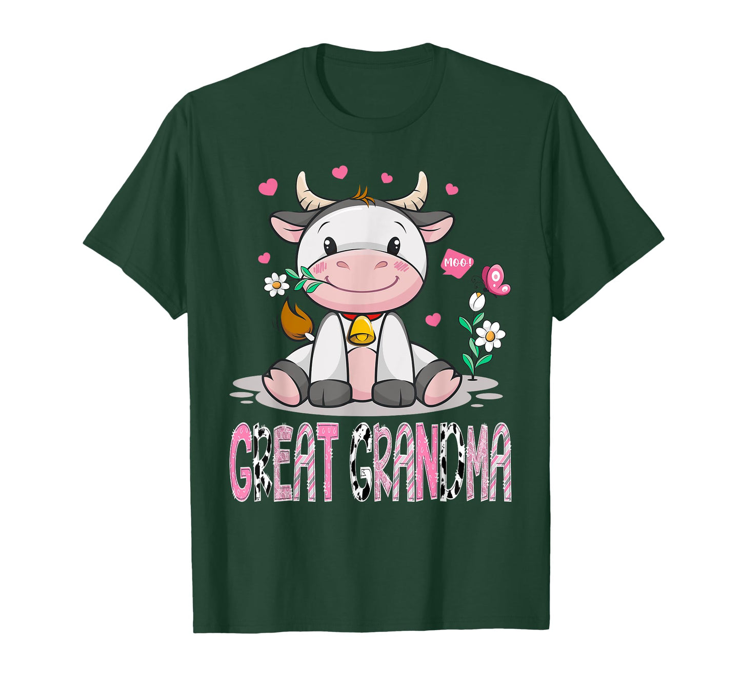 Great Grandma Cute Cow Moo Farmer Birthday Family Matching T-Shirt