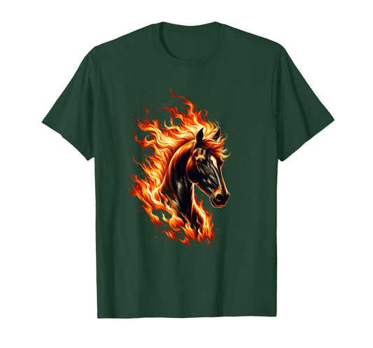 Funny burning horse outfit for horses flames lovers T-Shirt