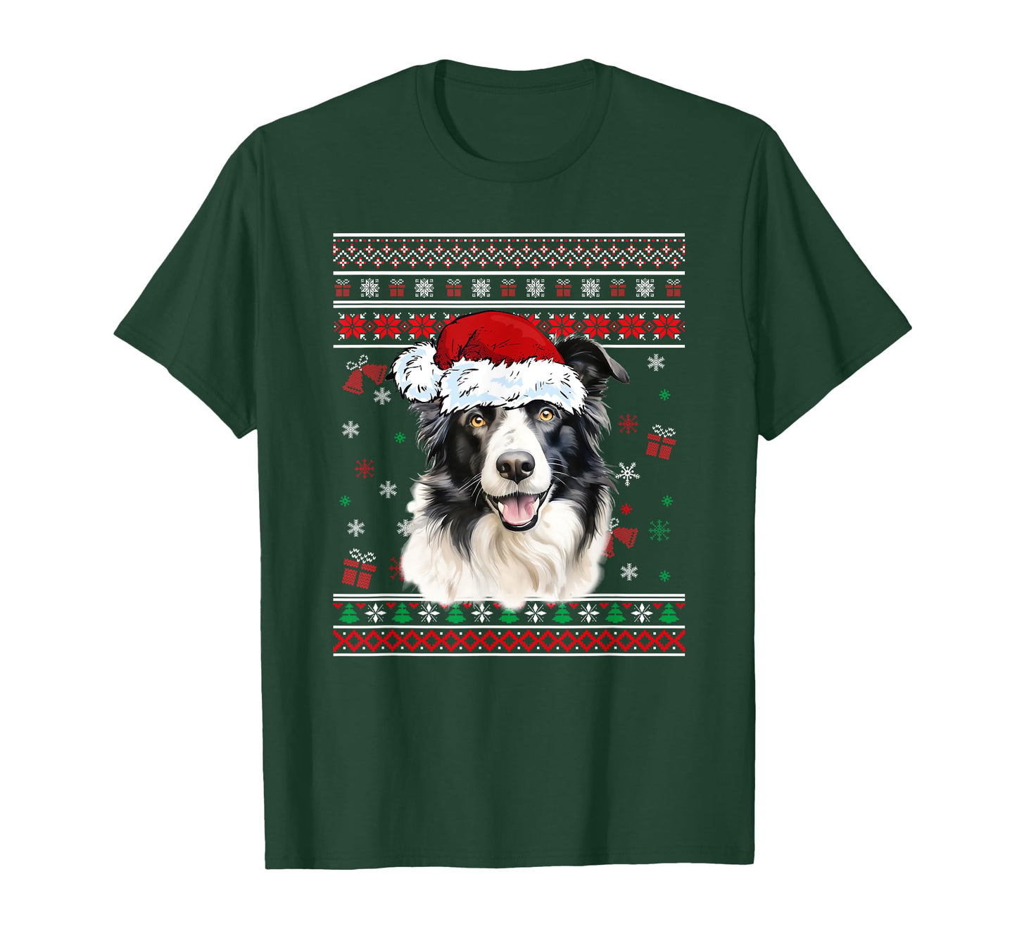 Border collie Dog Christmas Pajama Ugly Christmas Sweater Men Women Kids T-Shirt