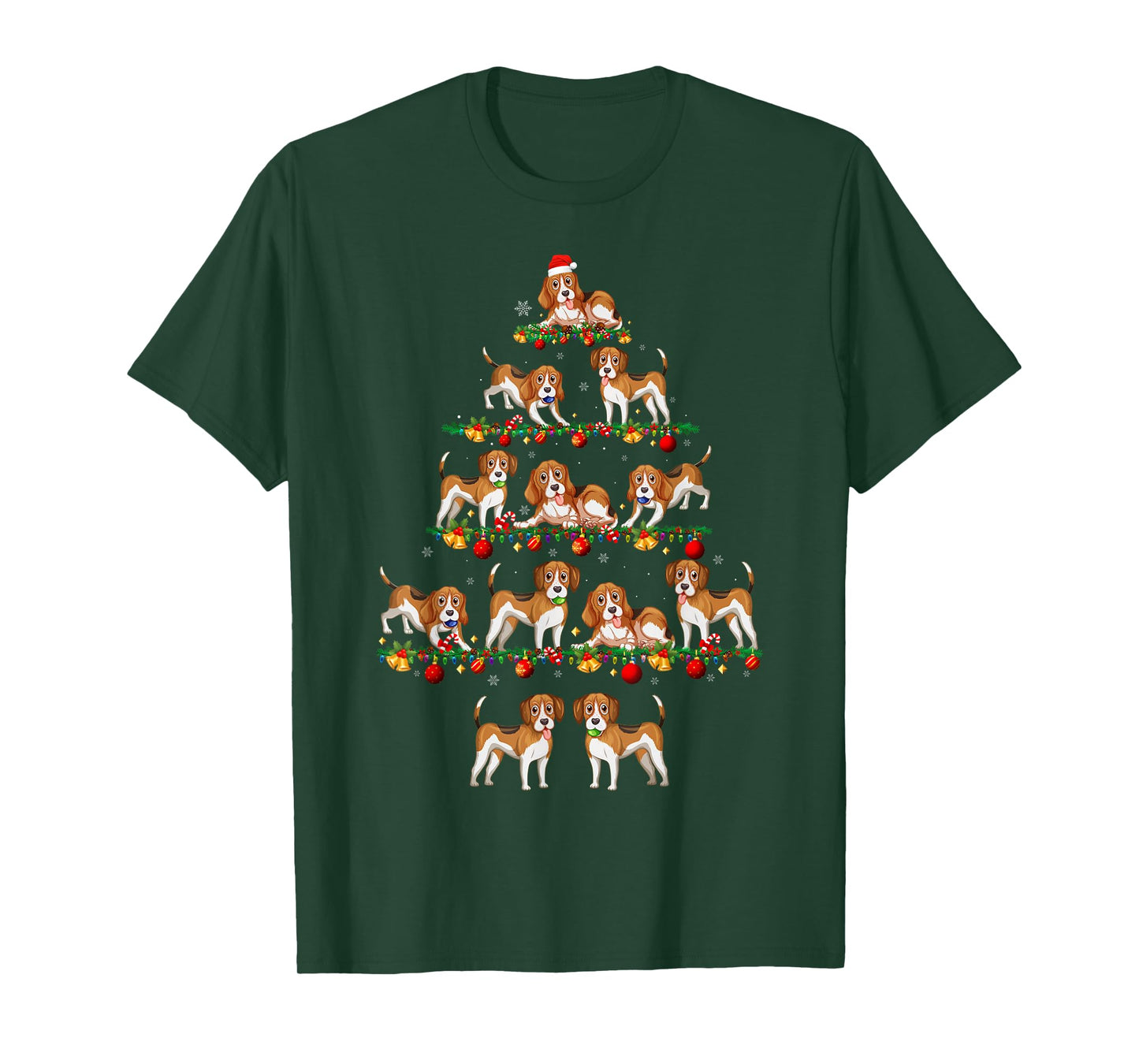 Family Pajama Sets Christmas Matching Beagle Dog Xmas Tree T-Shirt for Men Women Kids
