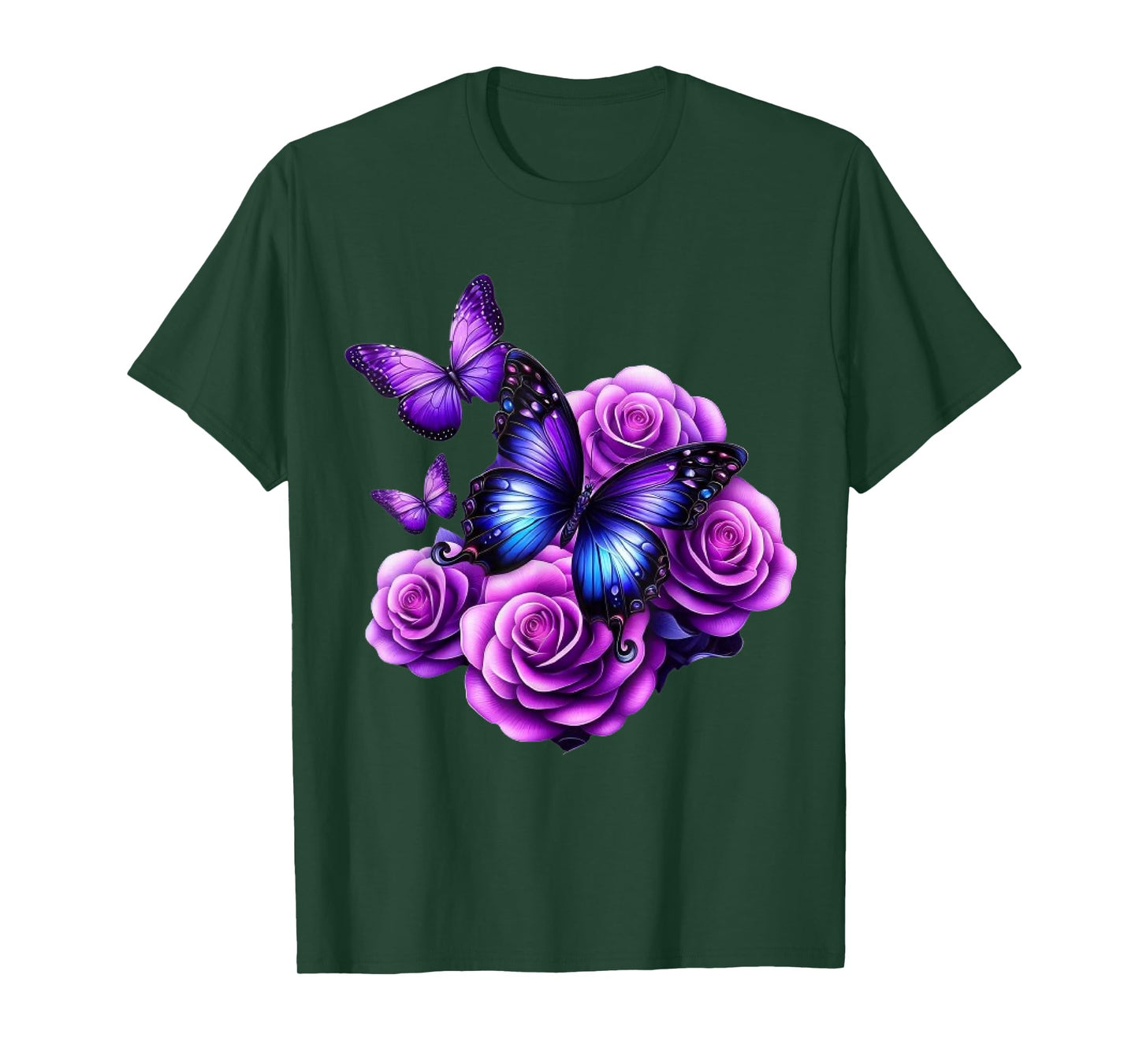 Beautiful Butterfly Purple Rose Butterfly Lovers Gifts Women T-Shirt
