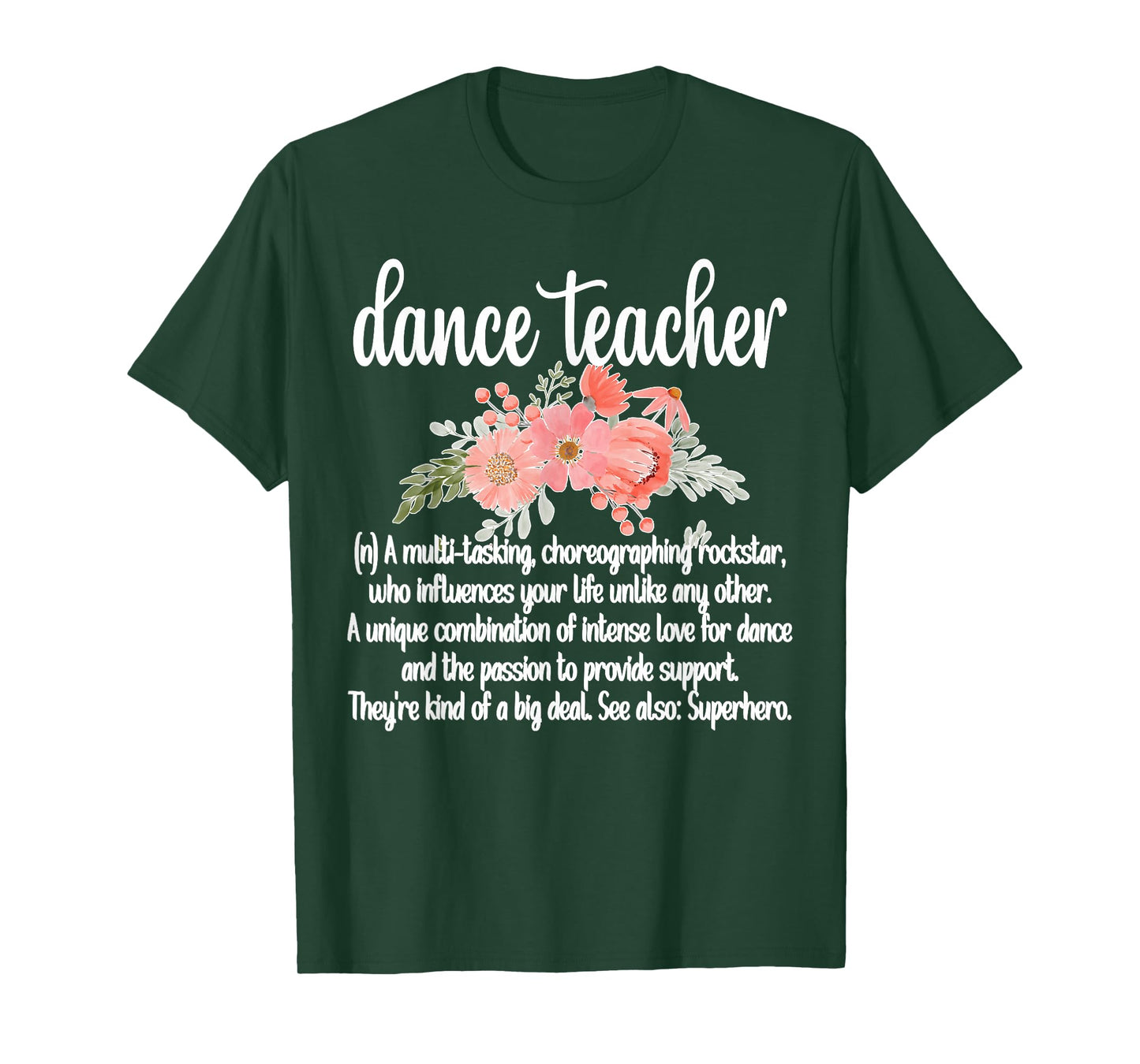 Dance Teacher Appreciation Women's Black Classic Fit Short Sleeve Lace Embellished Dance Teacher T-Shirt