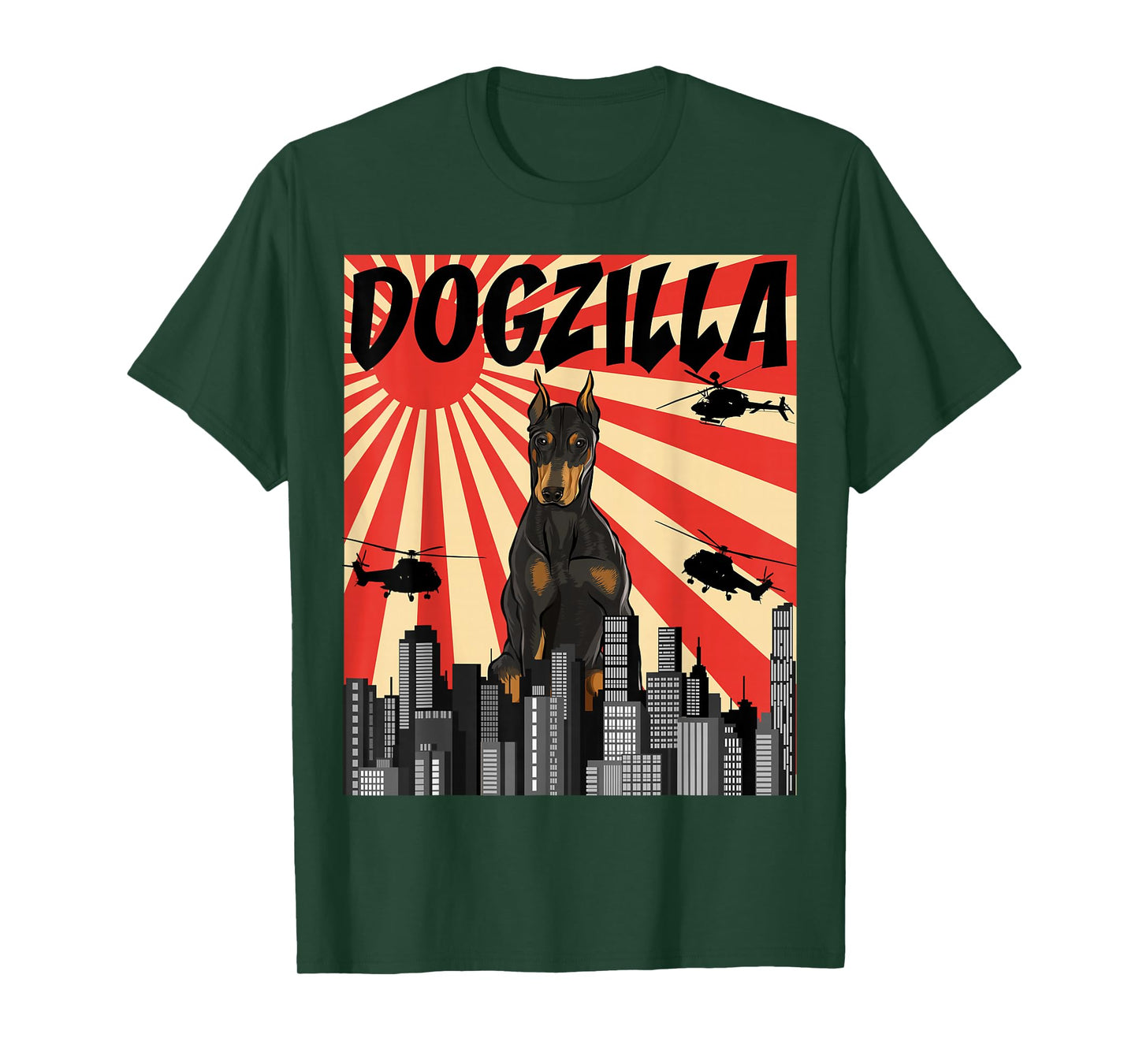 Funny Retro Japanese Dogzilla Doberman Pinscher T-Shirt