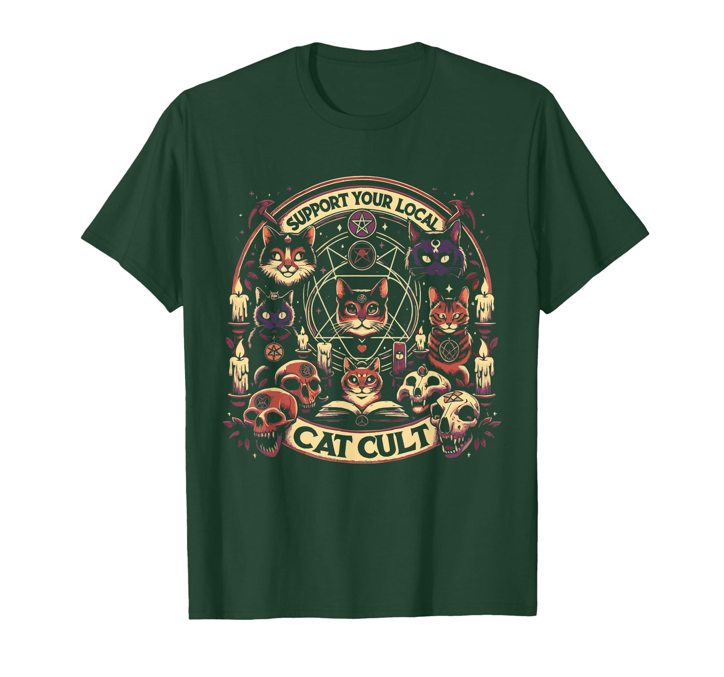 Funny Support Your Local Cat Cult Tee Shirt T-Shirt for Men Women Girls Kids