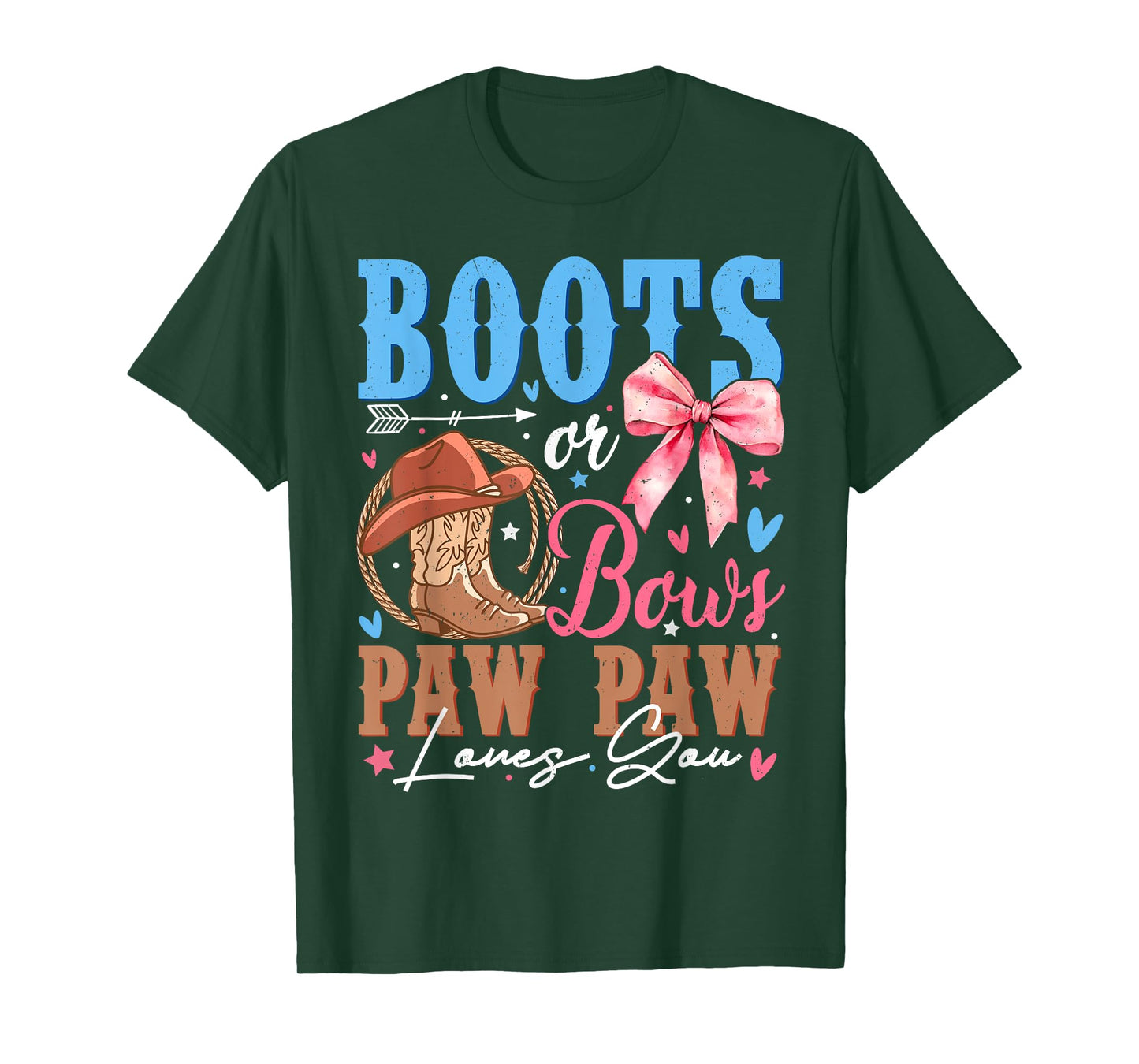 Boots or Bows Gender Reveal Decorations Paw Paw Loves You T-Shirt
