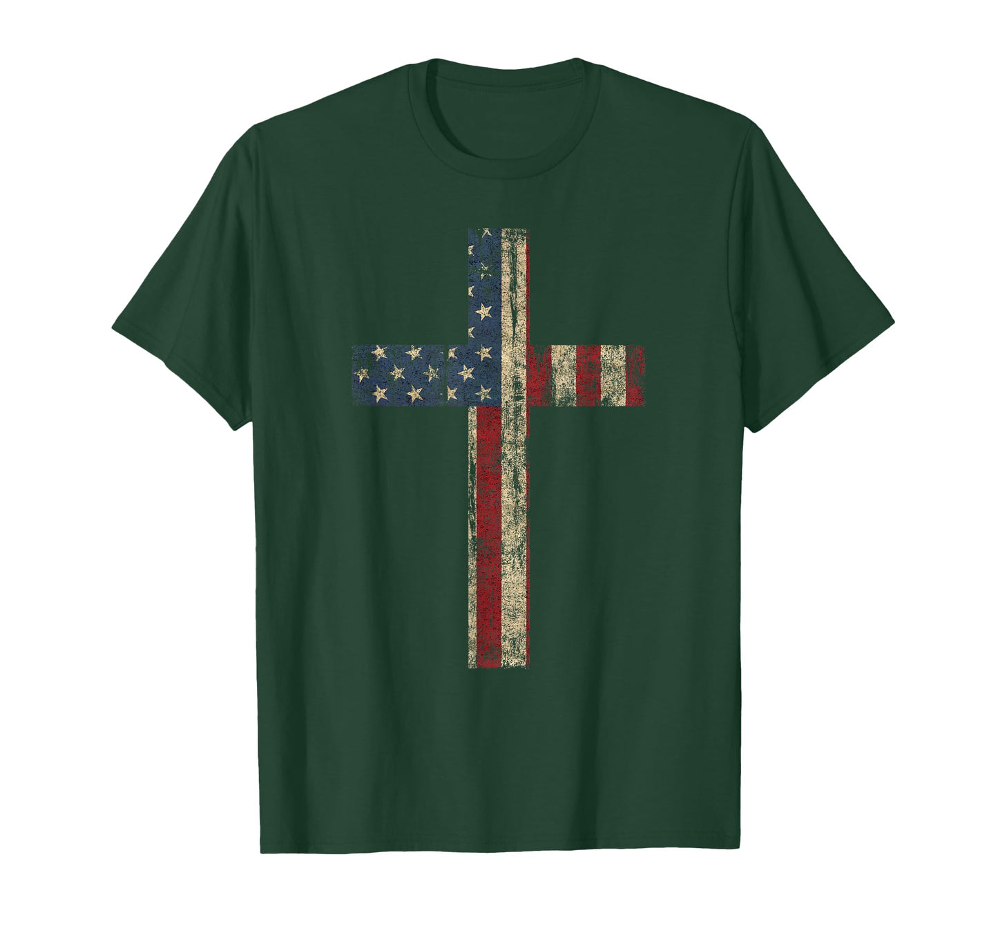 PATRIOTIC CROSS - American Flag Faith US Independence Day T-Shirt for Women Men