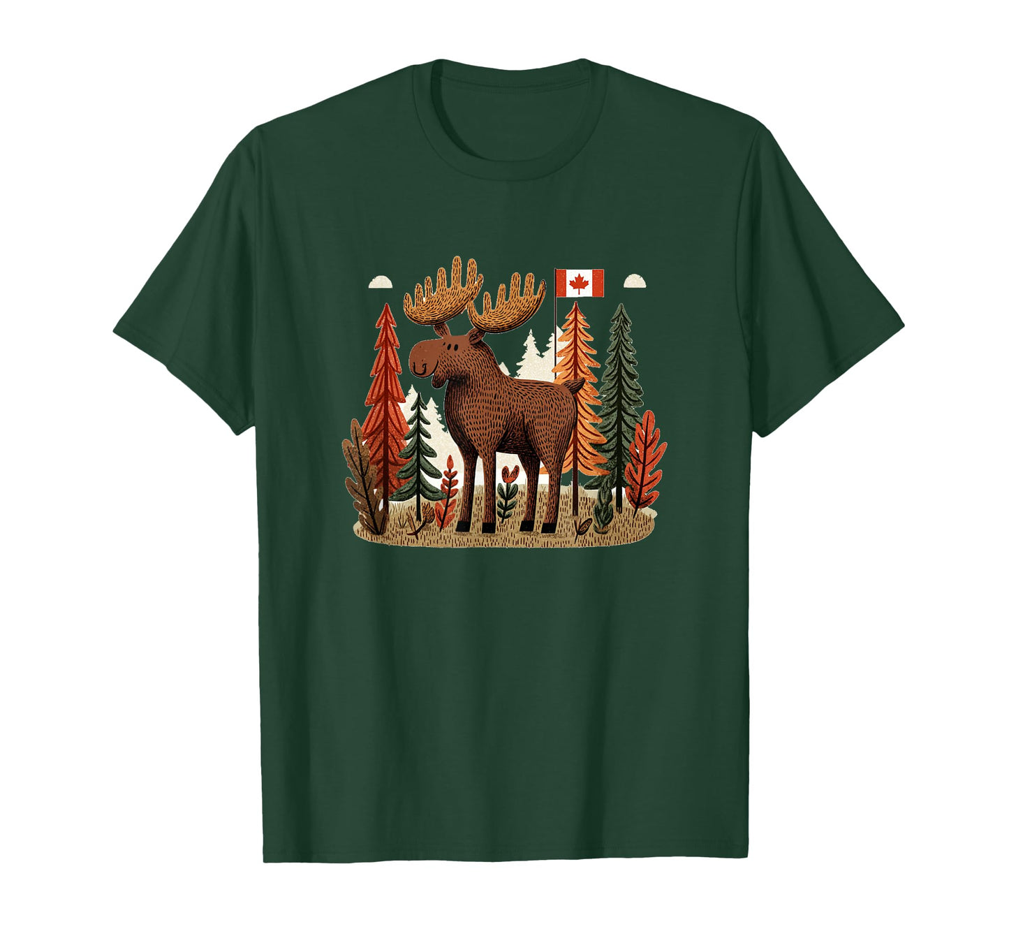 Patriotic Moose Costume with Canada Flag T-Shirt