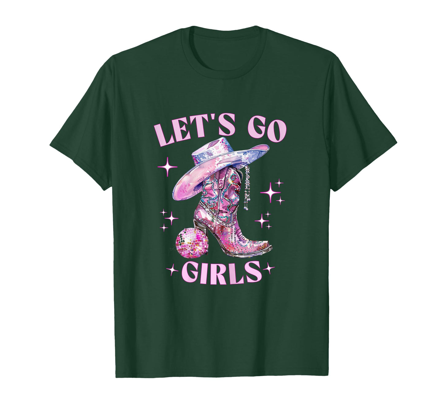 Let's Go Girls Pink Cowgirl Bachelorette Party Girls Trip T-Shirt