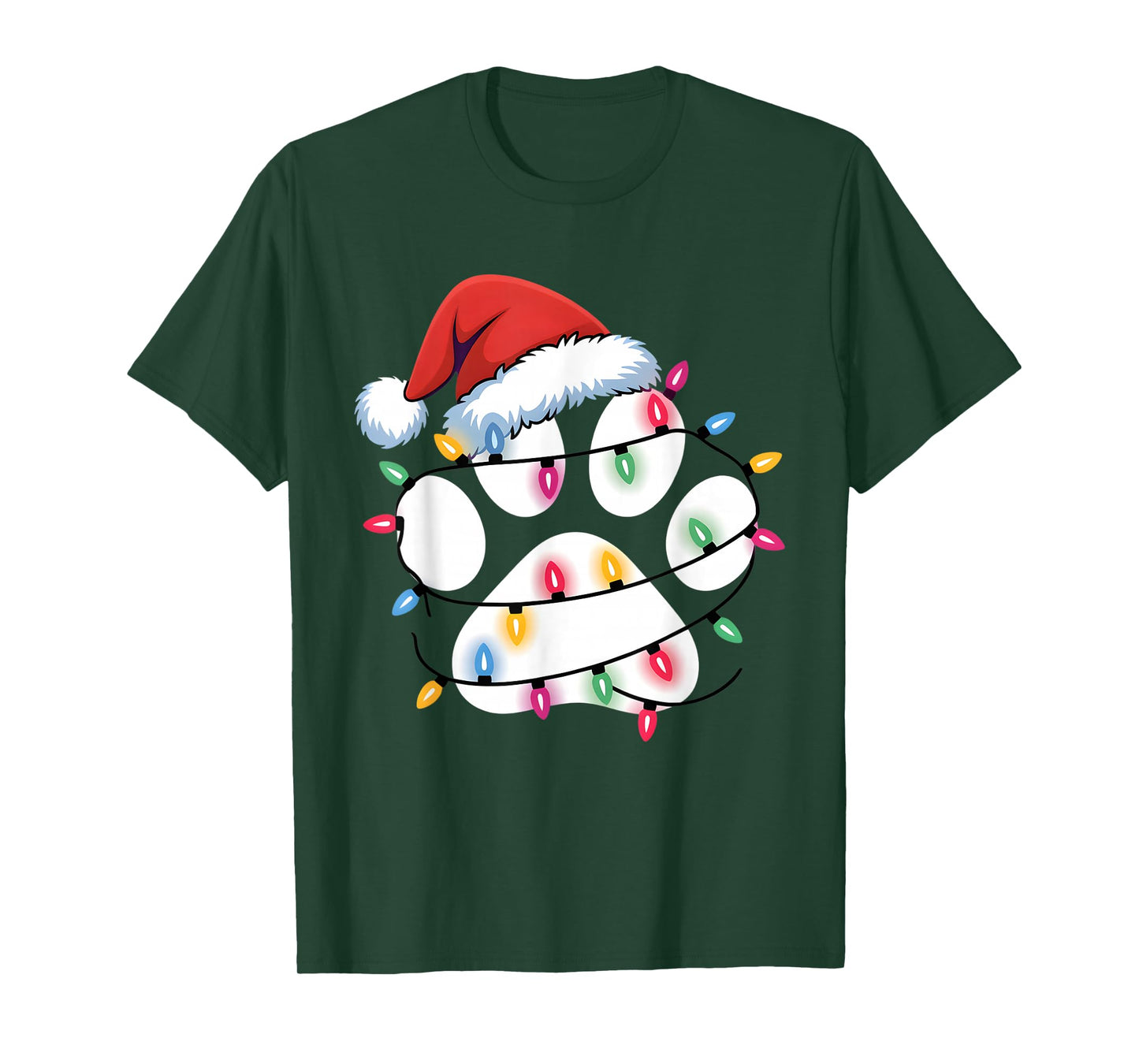 Dog Paw Print Christmas Funny Santa Puppy Women Men Girls T-Shirt